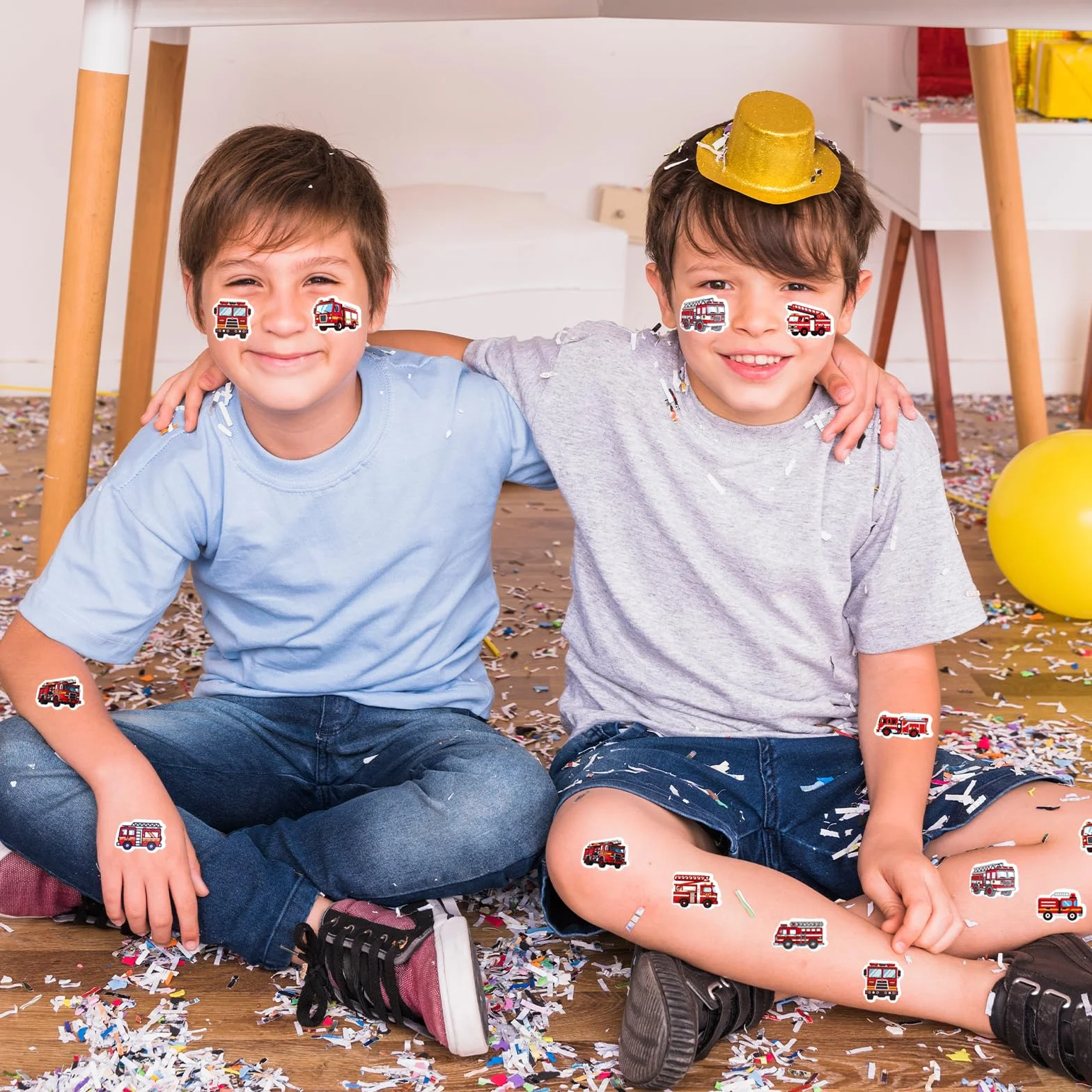 Naklejki na wóz strażacki wodoodporne naklejki na wóz strażacki rolka samoprzylepne samochód strażacki pojazd naklejka strażak impreza upominki naklejki torby na prezenty DIY rzemiosło nagroda