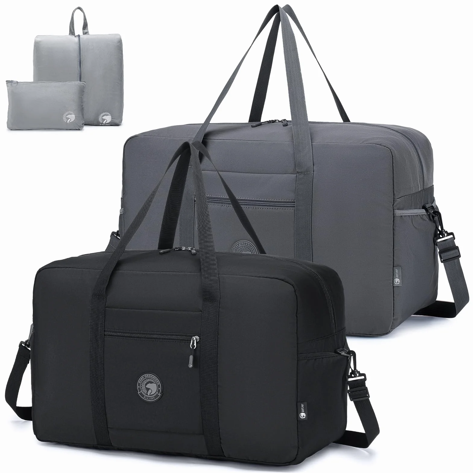SPAHER 2X Torba Podróżna 55x35x25 Lufthansa KLM Air France Duża Torba na Bagaż Podręczny Składana Sportowa Weekendowa Fitness dla Mężczyzn i Kobiet z Torba na Przybory Toaletowe