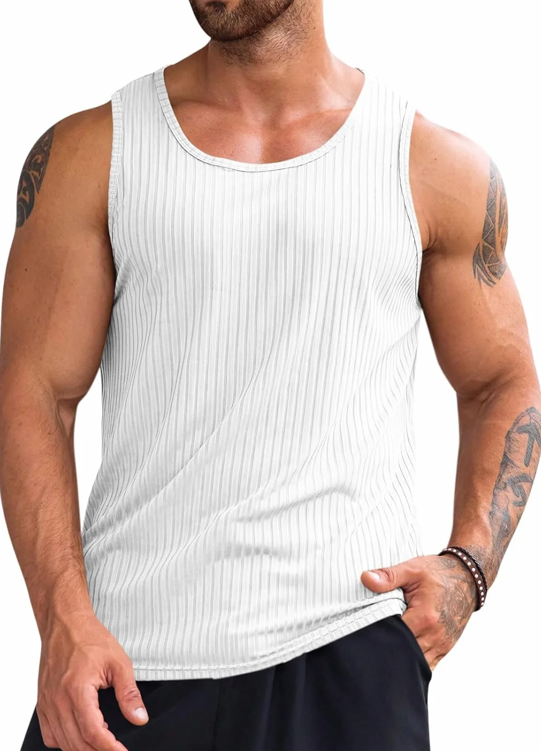Runcati Męski tank top fitness, koszulka na siłownię, koszulka pod pachami, do treningu, kulturystyki, bez rękawów, koszulka sportowa