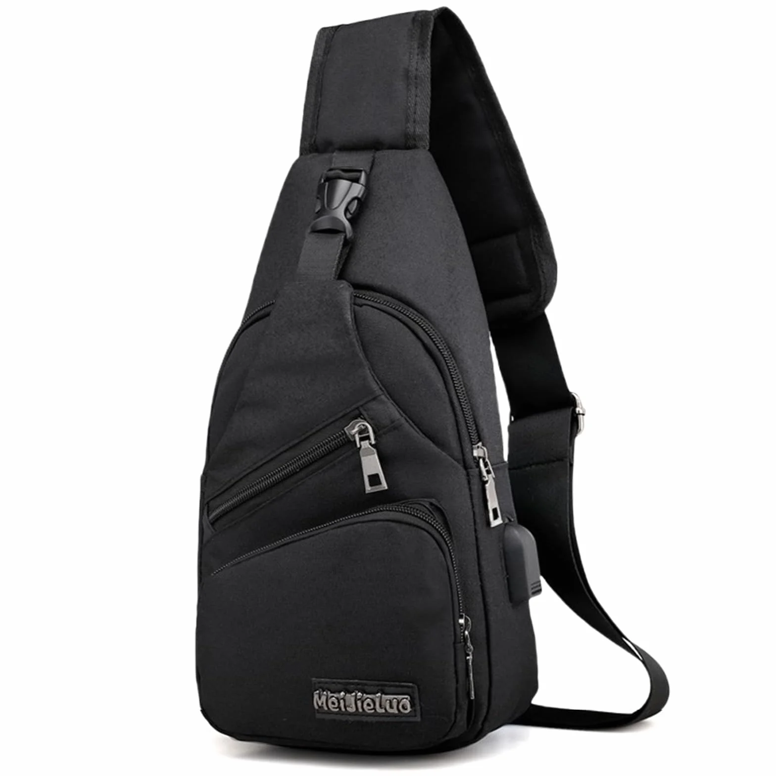 Aucuu Torba antykradzieżowa dla mężczyzn, lekka torba na ramię, torba na klatkę piersiową z ładowaniem przez USB, tkanina Oxford, torba crossbody, torba na ramię, do uprawiania sportu, pracy, jazdy na