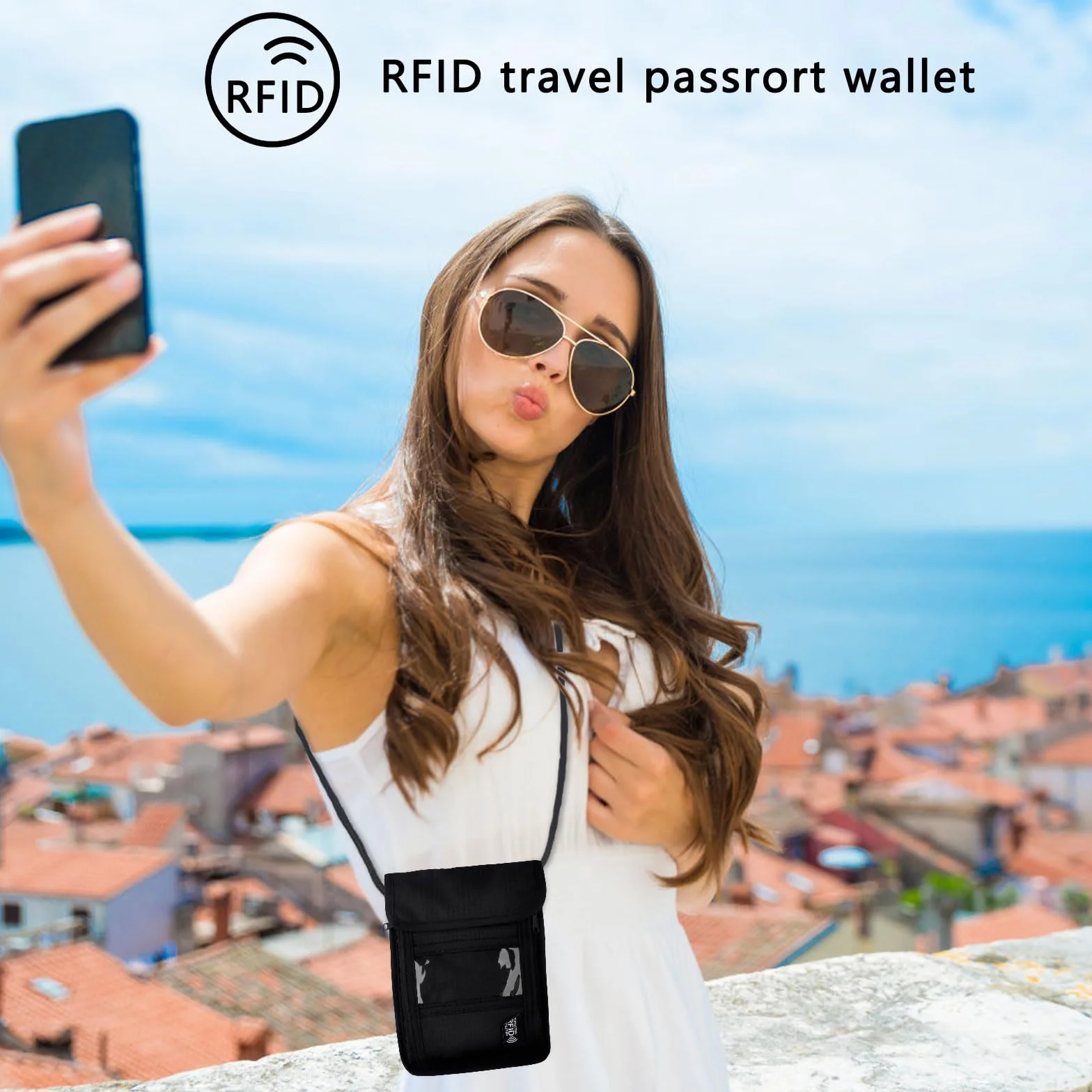 TNSLAND Torba na klatkę piersiową, uniseks, torba podróżna z ochroną RFID, wodoszczelna torba na paszport, organizer dla mężczyzn, kobiet, dzieci, chłopców, dziewczynek, maksymalne bezpieczeństwo na