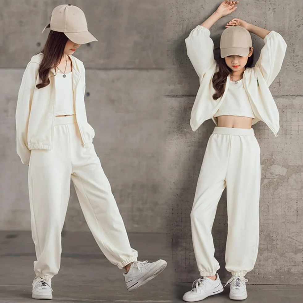 Dziecięca Dziewczyna Zestaw 3-częściowy Odzież do joggingu Bluza i spodnie sportowe Kostium Joggers Jesień Sportwear