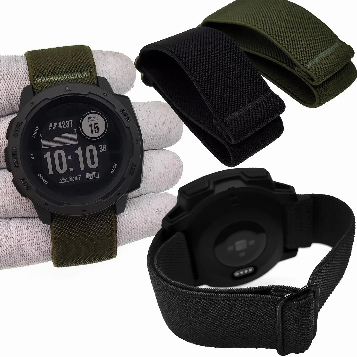 YOOSIDE Garmin Instinct 2 Solar elastyczny pasek do zegarka, 22 mm, ultralekki, rozciągliwy, nylonowy pasek do zegarka z klamrą, instynkt taktyczny, falowy, instynkt e-sportowy