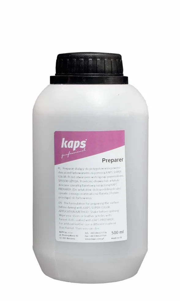 Kaps Preparer - Preparat do odtłuszczania i czyszczenia skóry przed farbowaniem - Przygotowanie przed farbowaniem, 500 ml - 16,90 fl. oz., Przezroczysty