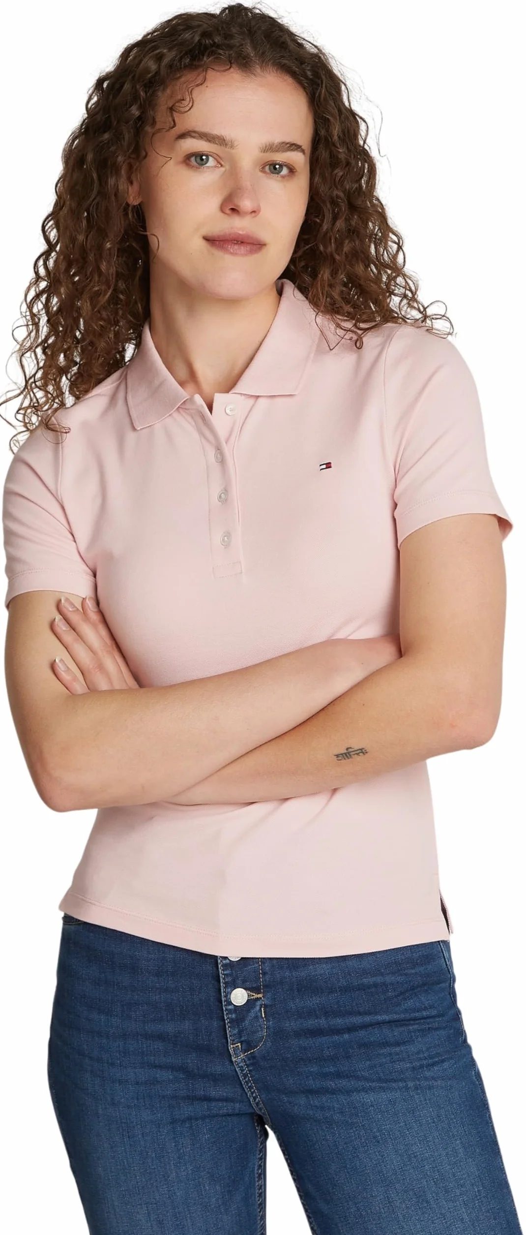 Tommy Hilfiger Polo damskie S/S, Delikatny różowy, XS