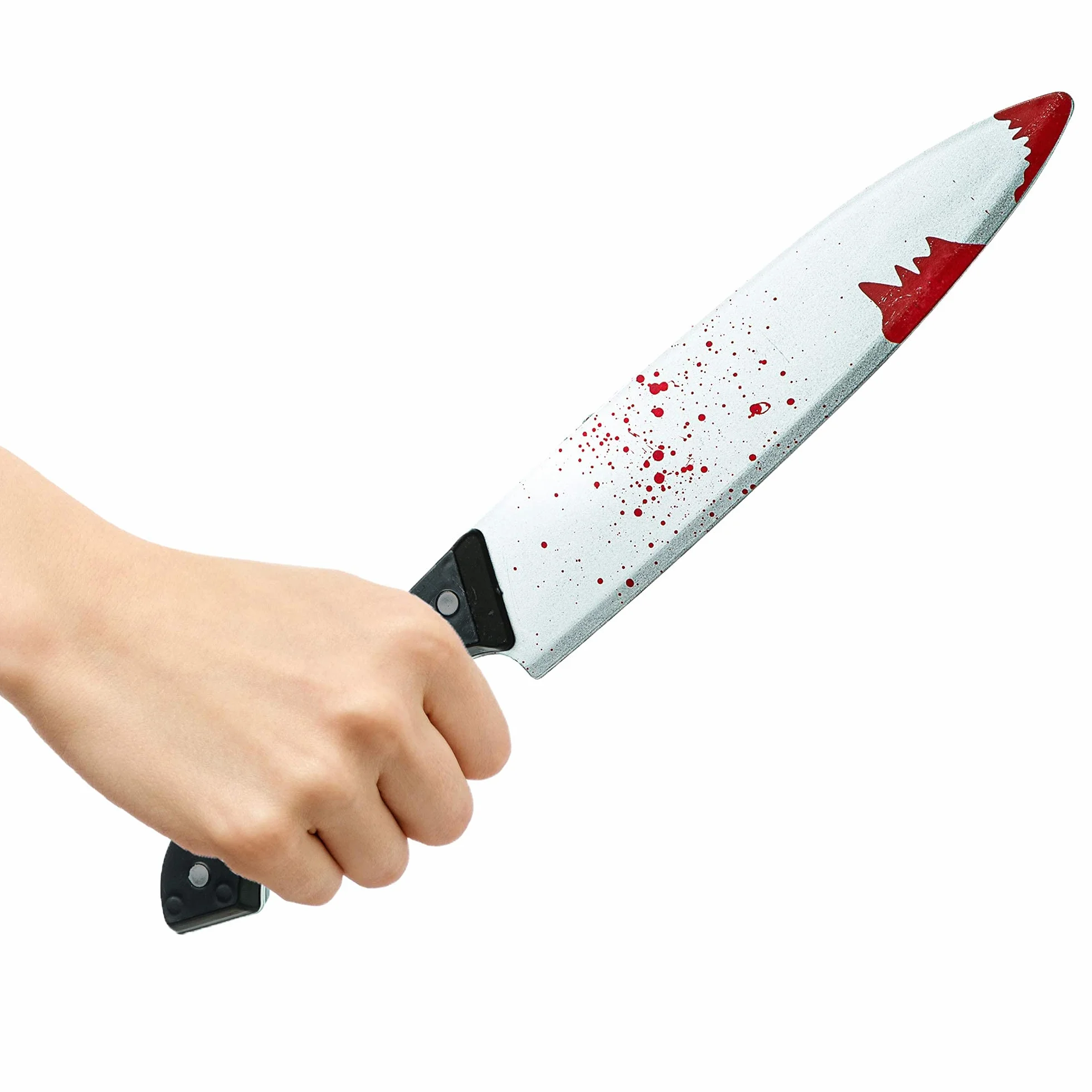 Sztuczny krwawy rekwizyt noża - 30 cm czarny uchwyt do Halloweenu - fantazyjne akcesoria seryjnego mordercy - Slasher Fancy Dress Prop