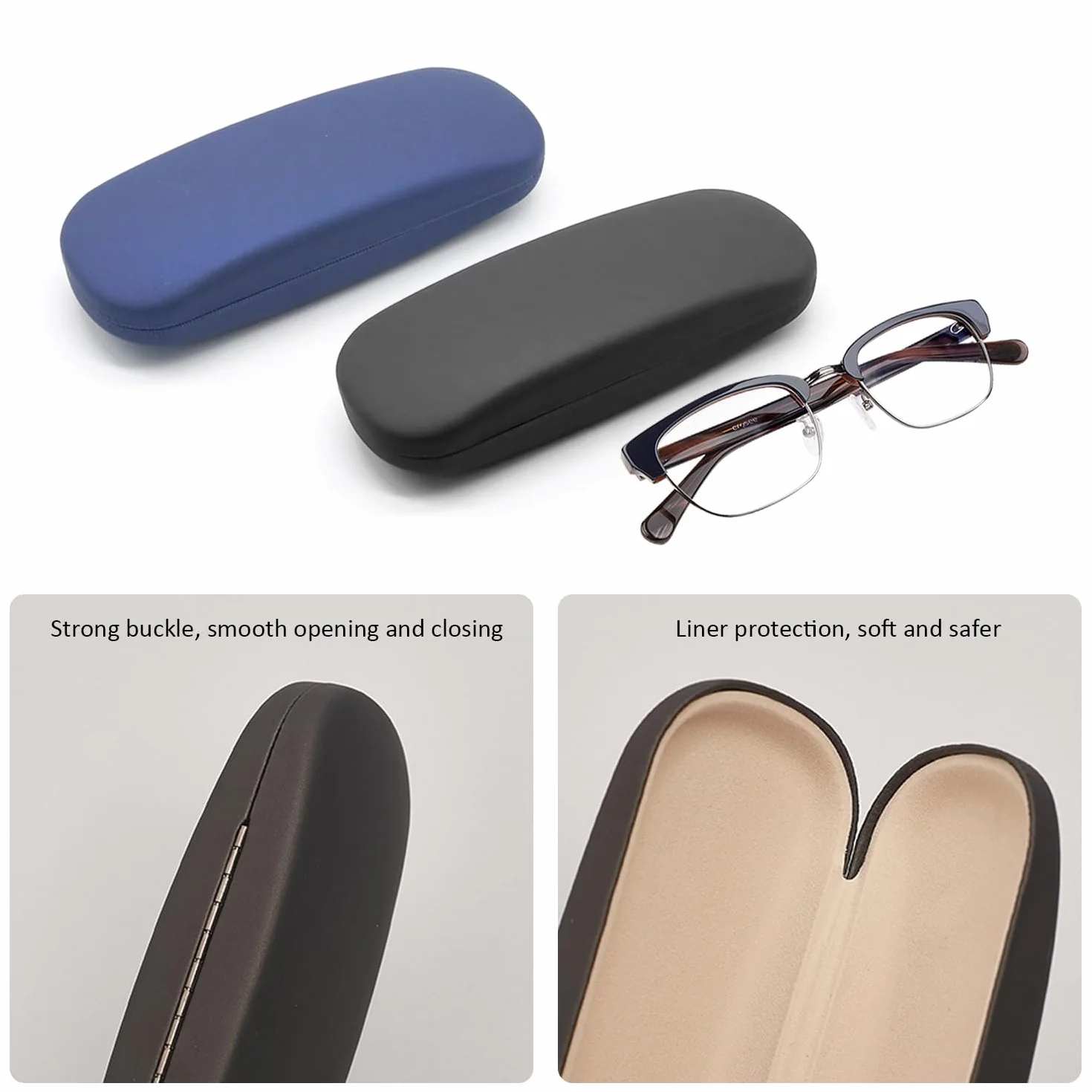 2-pak etui na okulary w jednolitym kolorze, 2 sztuki ściereczki do okularów, etui na okulary unisex, pudełko do przechowywania okularów przeciwsłonecznych, przenośne etui na okulary, twarde