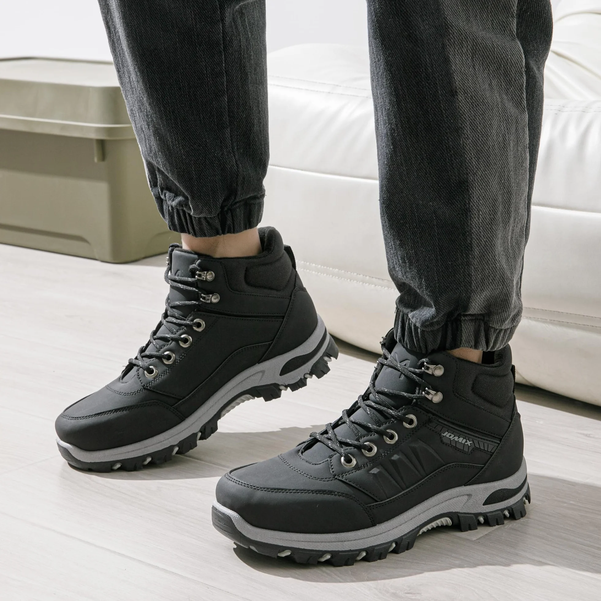 JOMIX Męskie buty trekkingowe, wodoszczelne, antypoślizgowe, wysokie do kostki, buty trekkingowe