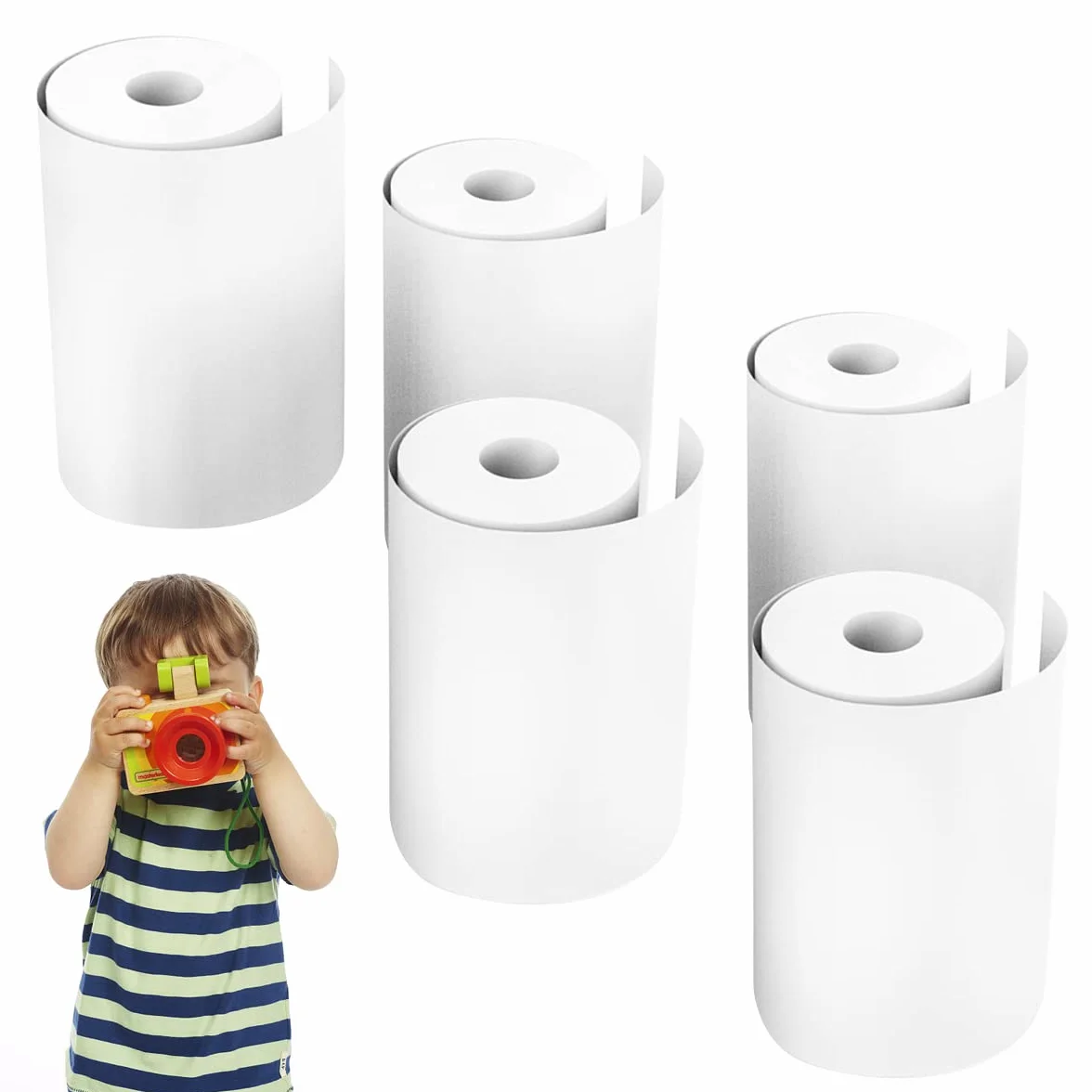 5 rolek papieru do drukowania, papier termiczny do kamery dziecięcej, 57 mm, papier uzupełniający do kamer dziecięcych, drukarka etykiet kieszonkowych dla studentów, rolki termiczne do