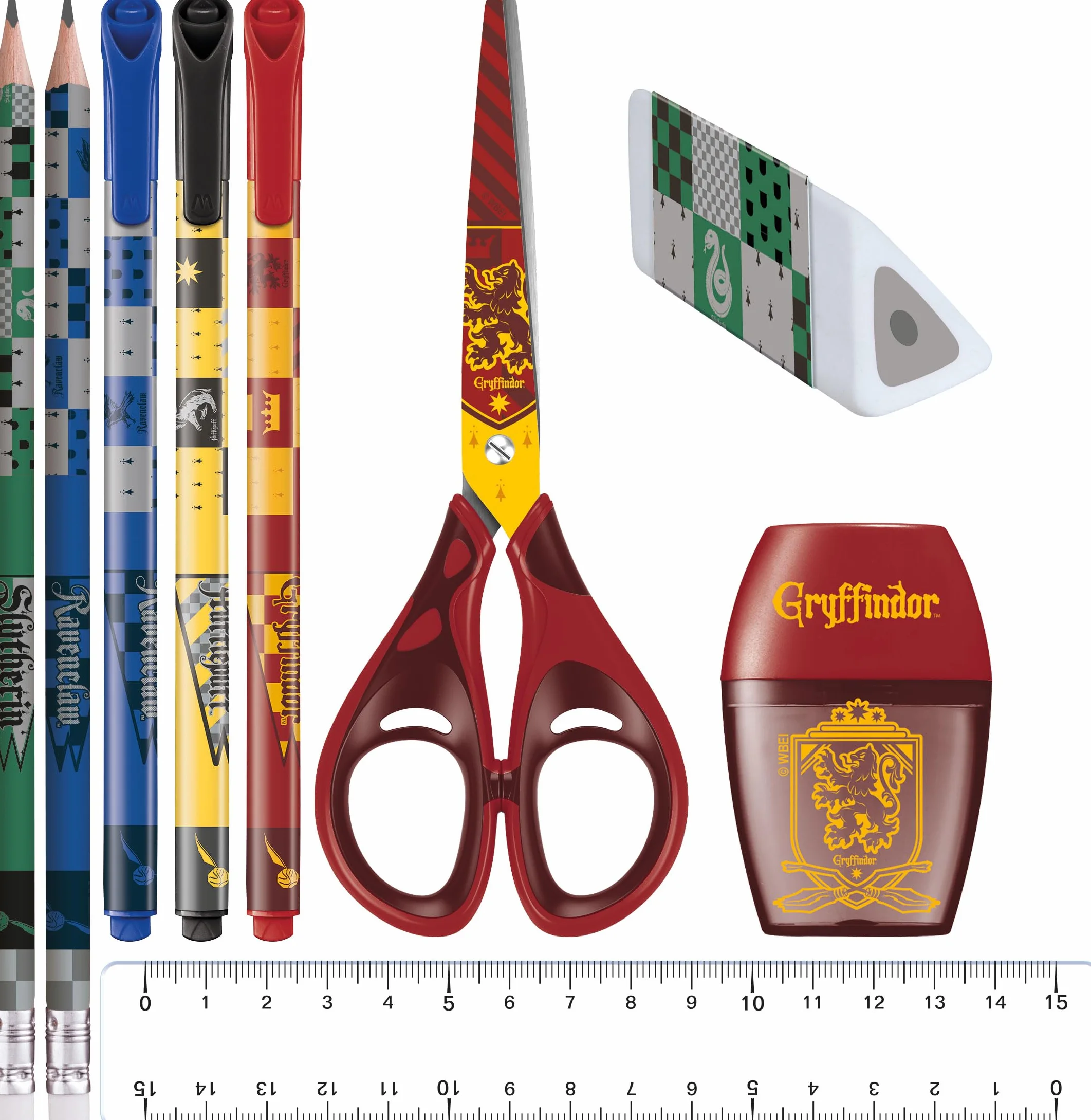 Maped 899793 - Harry Potter Zestaw przyborów szkolnych 10 sztuk - Nożyczki - 1 temperówka - 1 guma - 1 zakreślacz - 3 pisaki drobne końcówki - 2 kolorowe grafity