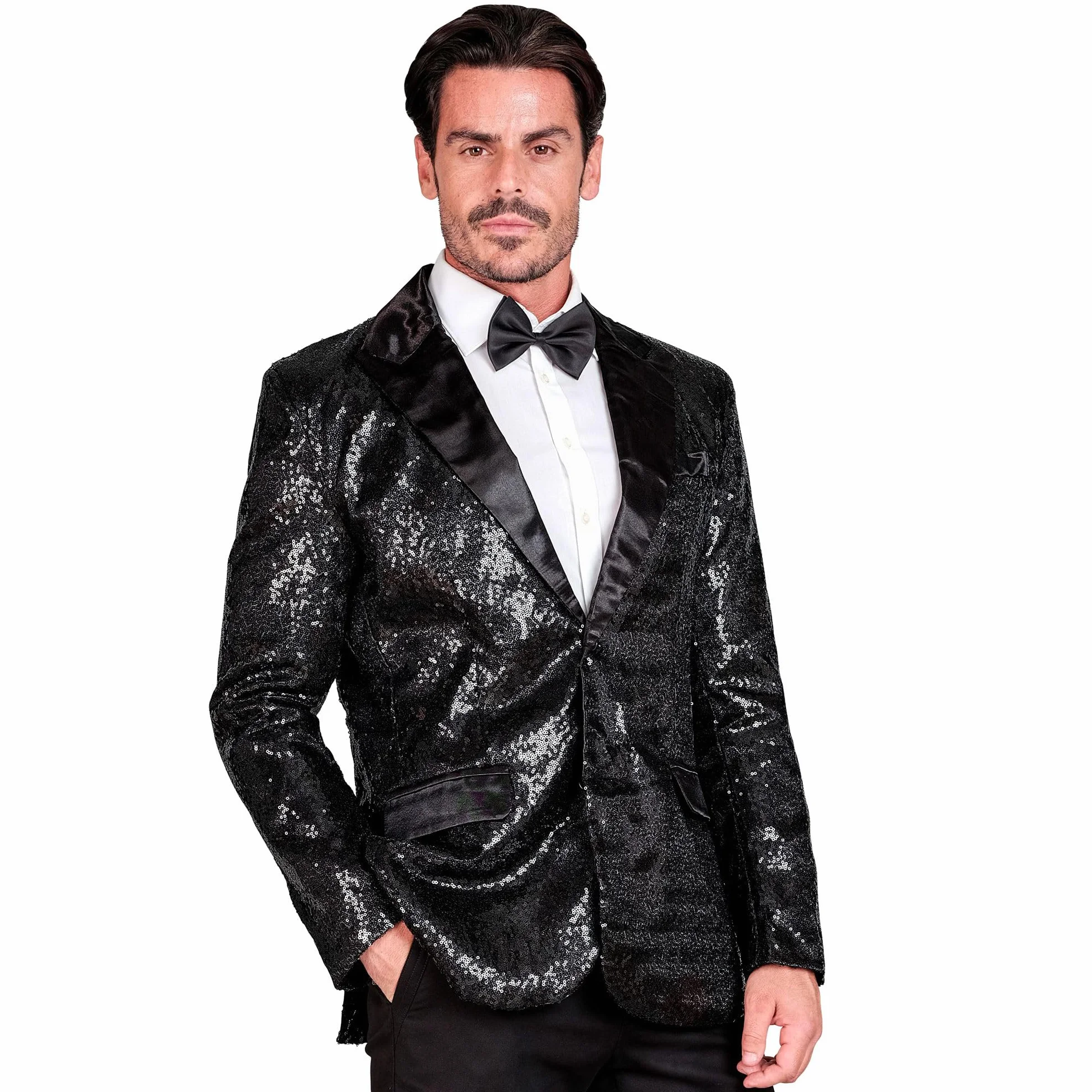 W WIDMANN MILANO Party Fashion - Kurtka imprezowa z cekinami dla mężczyzn, satyna, Disco Fever