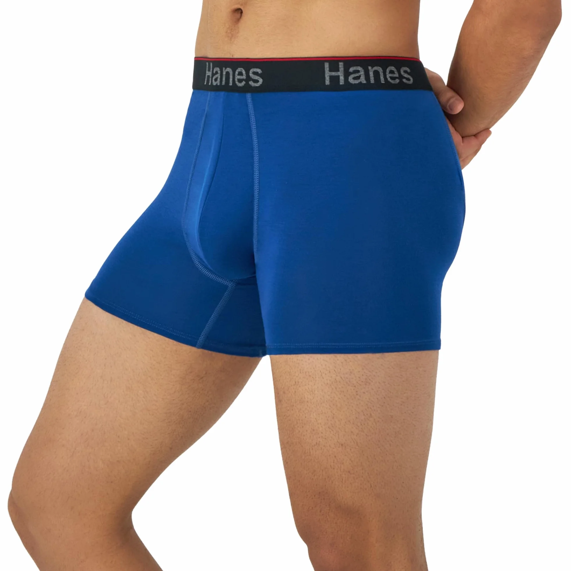Hanes Moisture-Wicking Anti-Chafing Men's Boxer Briefs, 3-Pack - Black/Blue/Olive, Medium