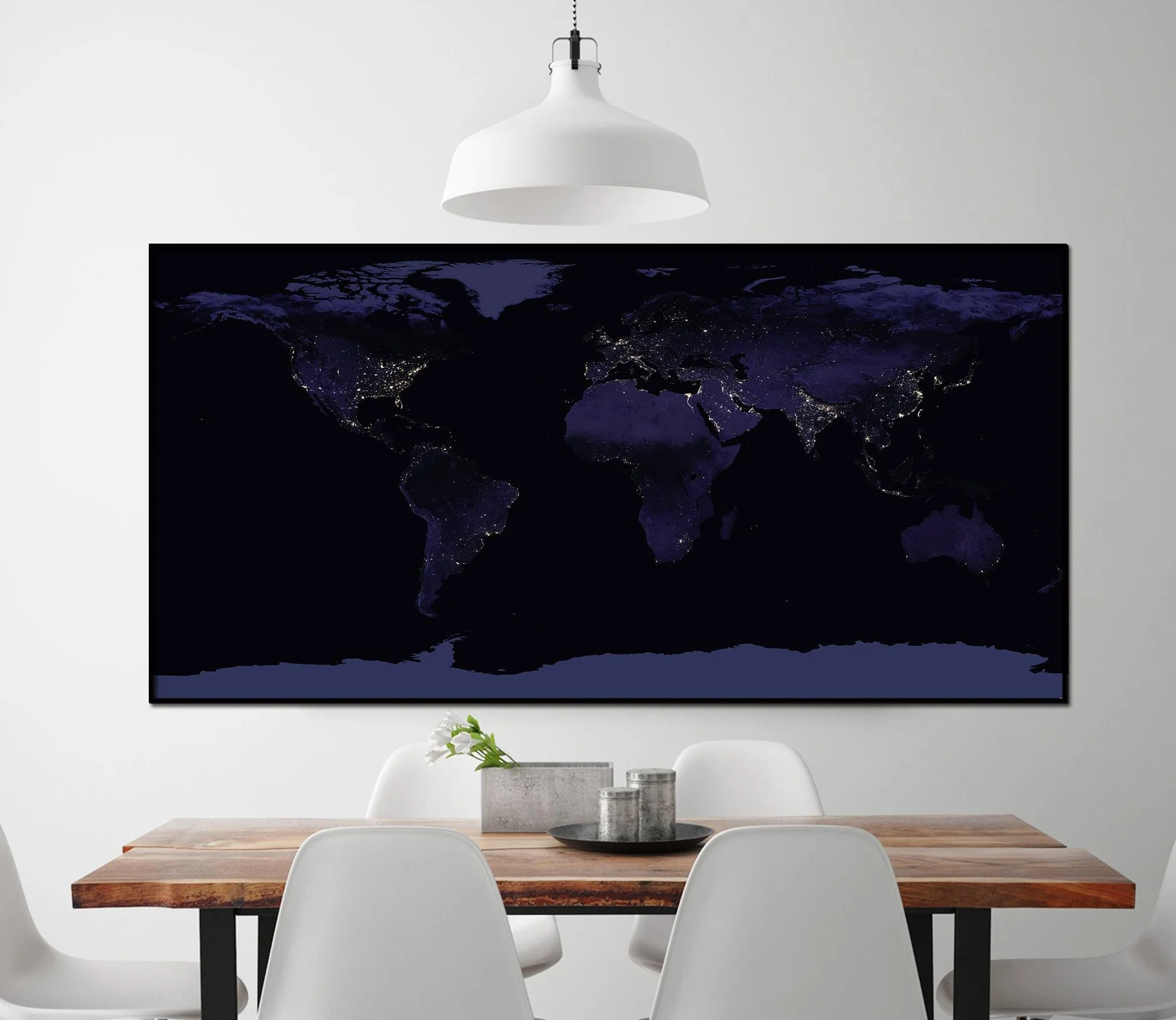 Close Up NASA World Map Earth by Night - mapa świata w nocy - plakat XXL - papier 170 g/m², błyszczący, lakierowany - lakier dyspersyjny 140 x 70 cm