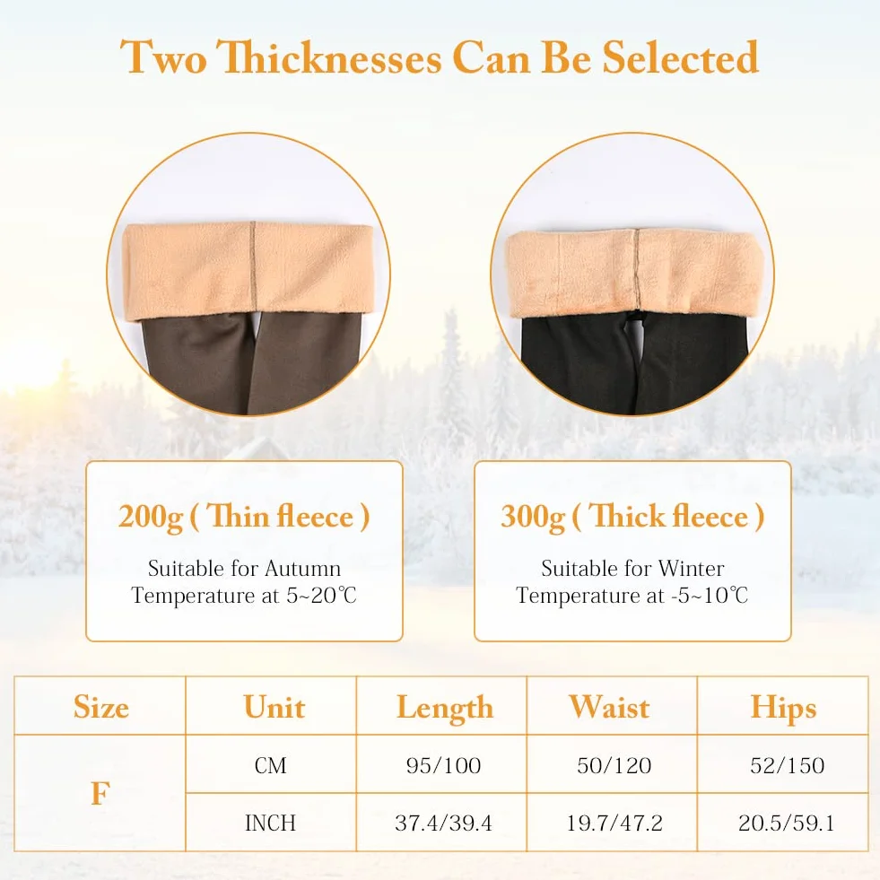 Aomig Rajstopy zimowe damskie, legginsy polarowe dla kobiet, plus size, Termiczne rajstopy, sztuczne półprzezroczyste legginsy stretch, czarne