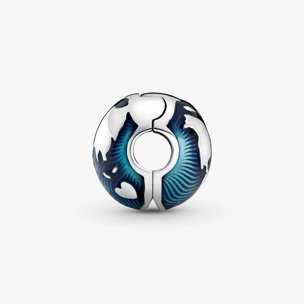 Klips Pandora 799429C01 Niebieska kobieta srebrna kula ziemska