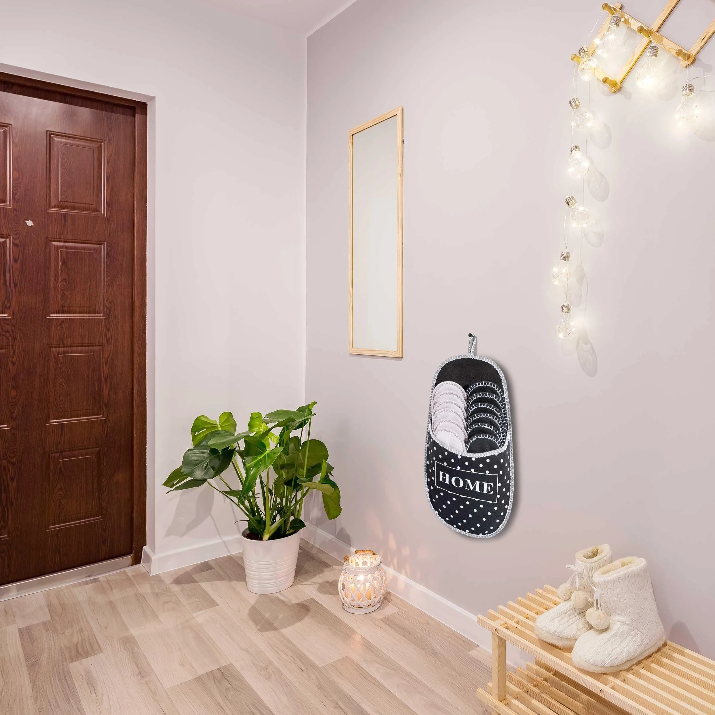 ONVAYA Kapcie Gości ABS Dots Zestaw 6 Par | Damskie | Filcowe Kapcie | Buty do Domu Gościnnego | Podeszwa Antypoślizgowa | Rozmiary 36/39, 40/42, 43/45