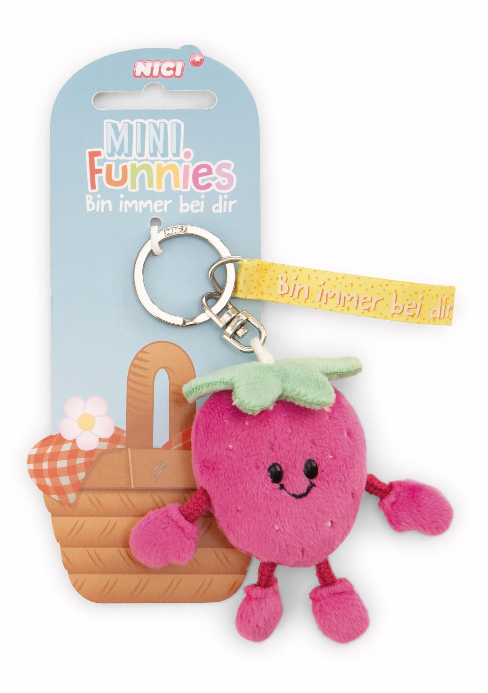 NICI 61803 breloczek do kluczy truskawka zawsze przy Tobie, 7 cm, czerwony - towarzysz do plecaka lub torby, uchwyt na klucze dla małych i dużych | 61803