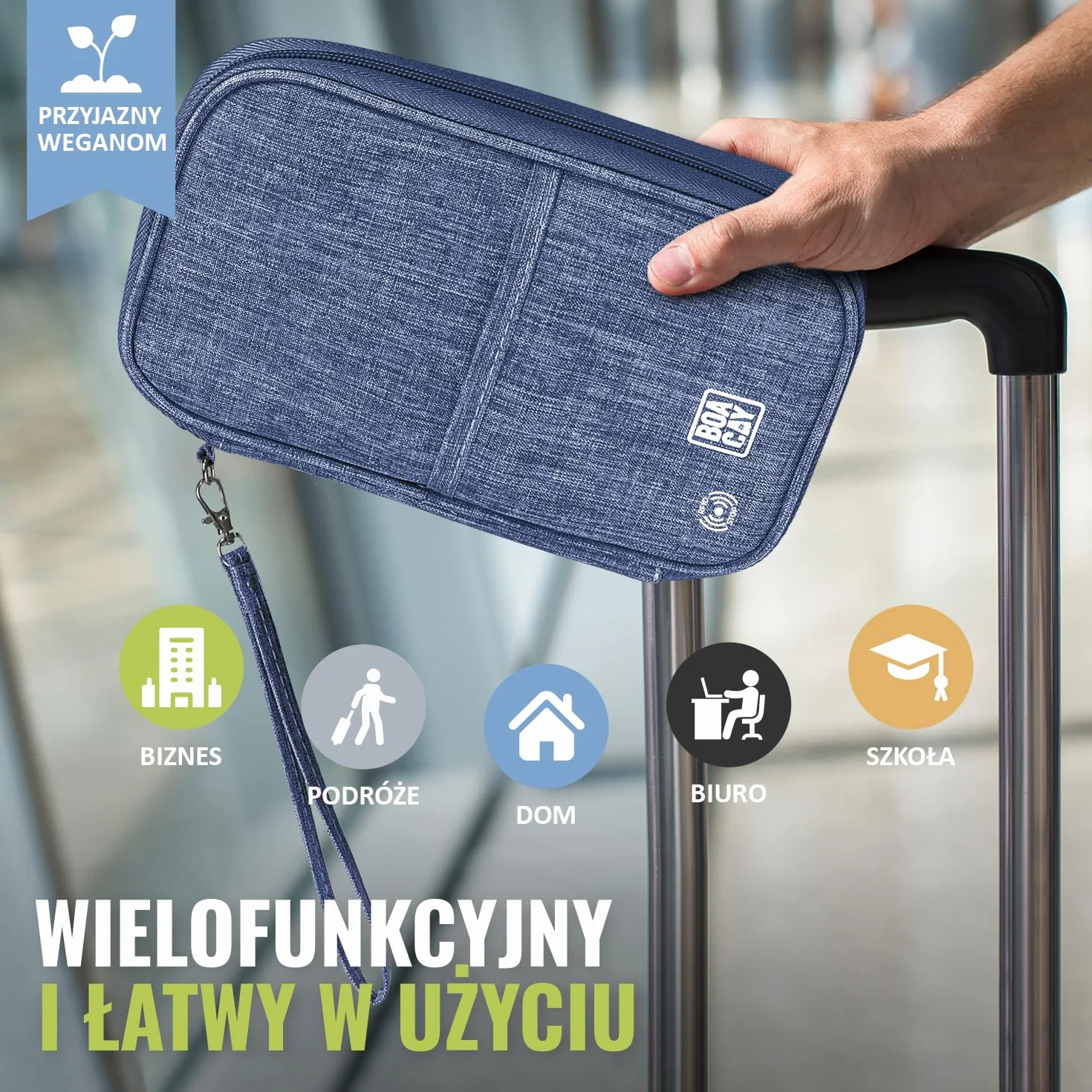 BOACAY Etui na Paszport Rodzinny z RFID, Portfel Podróżny dla Kobiet i Mężczyzn, Organizer na Dokumenty, Wodoodporne Etui na Bilety, Pieniądze, Karty