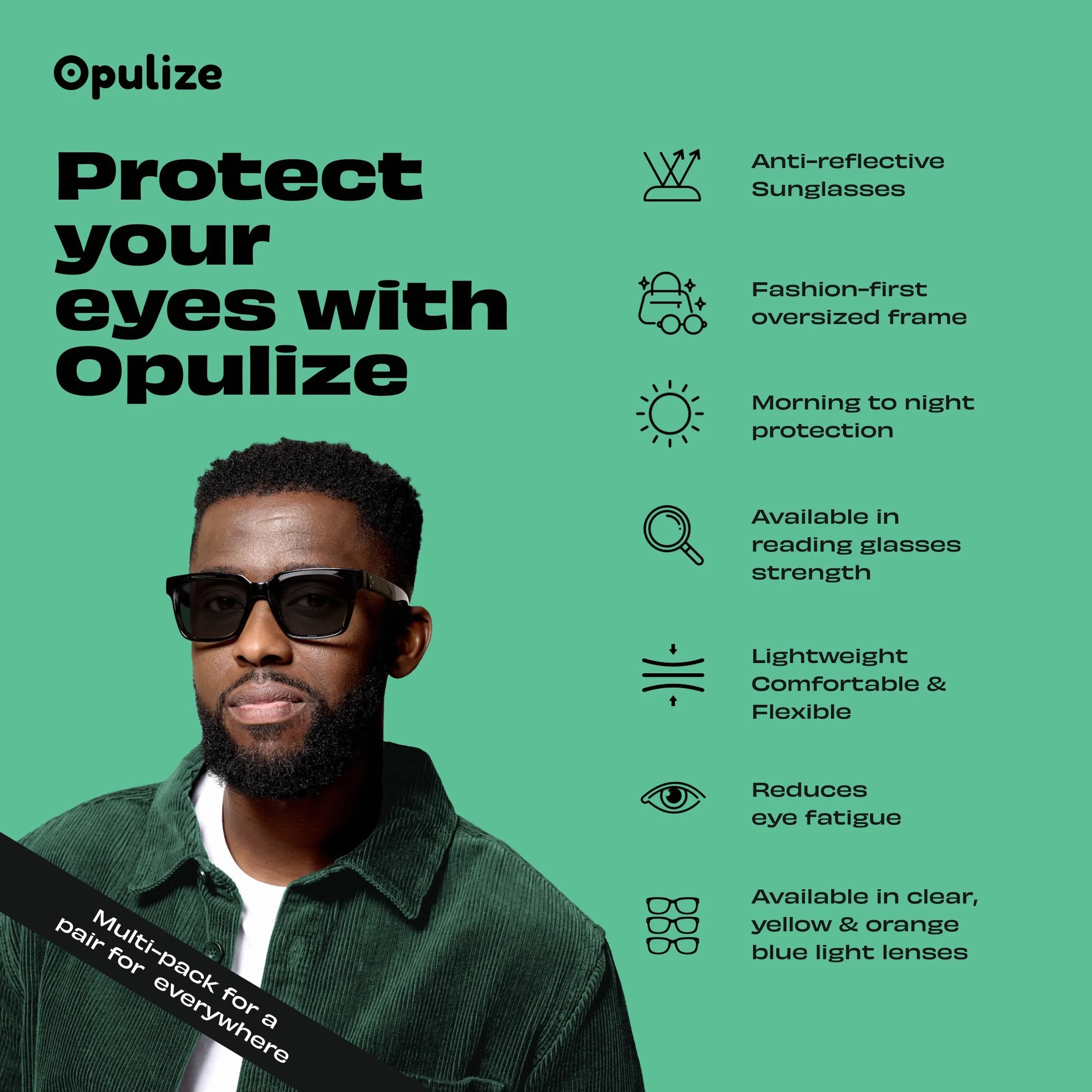 OPULIZE Era okulary przeciwsłoneczne, pomarańczowe/czarne, antyrefleksyjne, polaryzacyjne soczewki z ochroną UV400, prostokątne oprawki, zawiasy sprężynowe, czarne, unisex, przyciemniane soczewki