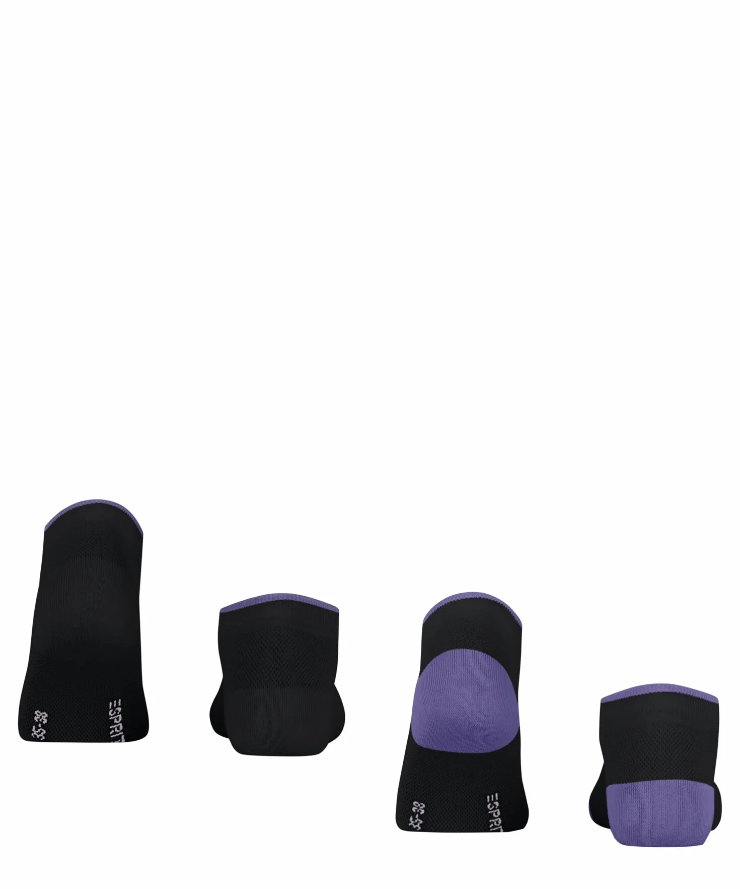 ESPRIT Kobiety Skarpety do trampek Mesh Stripe 2-Pack W SN Trwała Organiczna Bawełna krótkie jednokolorowe 2 Pak, Czarny (Black 3000), 39-42
