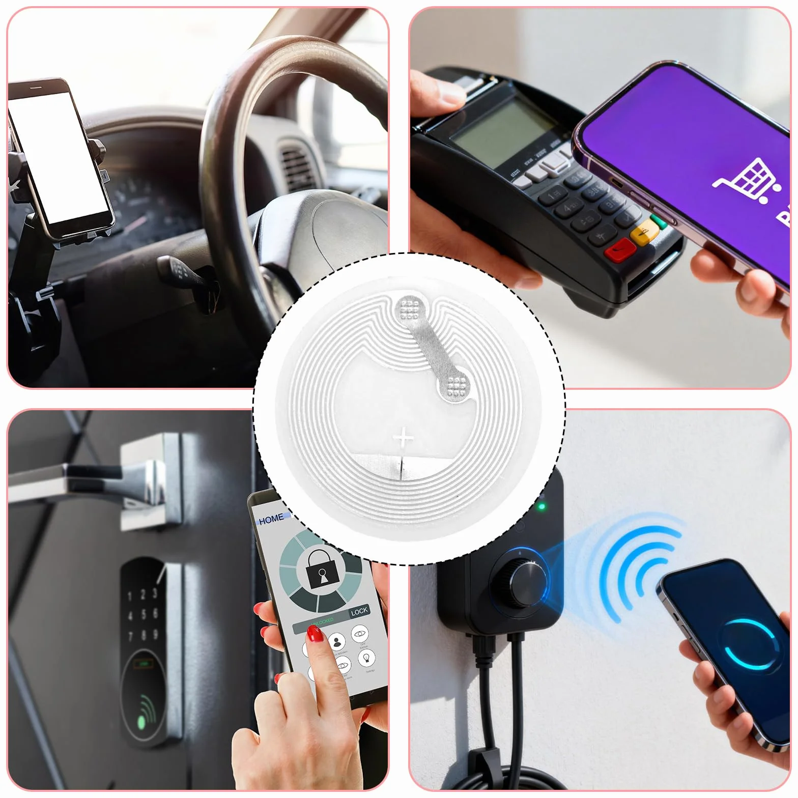 30szt Naklejek NFC, 25mm Przezroczyste Etykiety PET z Chipem 215 504-Bajtowe Etykiety Samoprzylepne Wielokrotnego Zapisu Kompatybilne ze Wszystkimi Smartfonami i Urządzeniami z Obsługą NFC