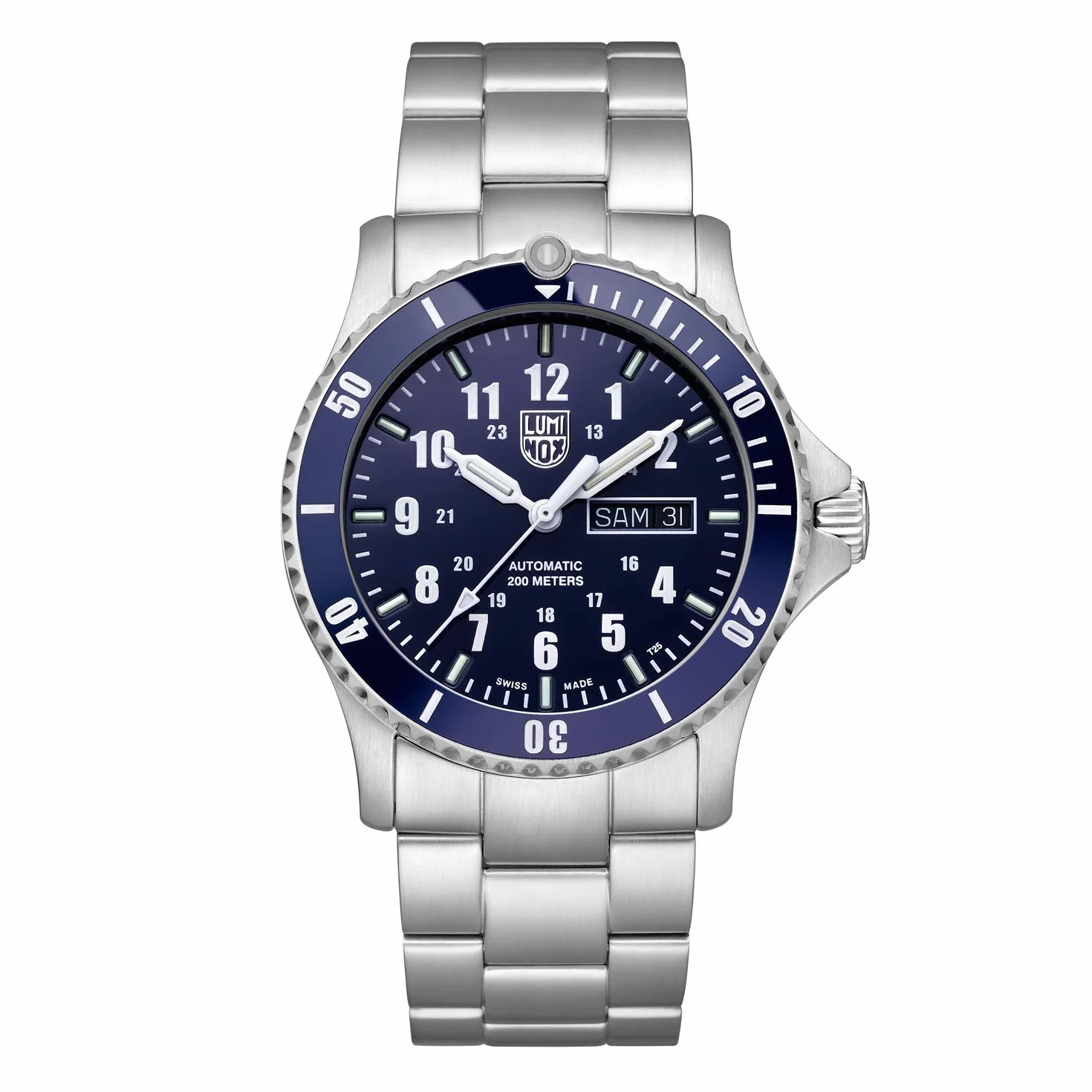 Luminox Męski analogowy zegarek automatyczny z paskiem ze stali nierdzewnej XS.0924, Srebrny, Nowoczesny