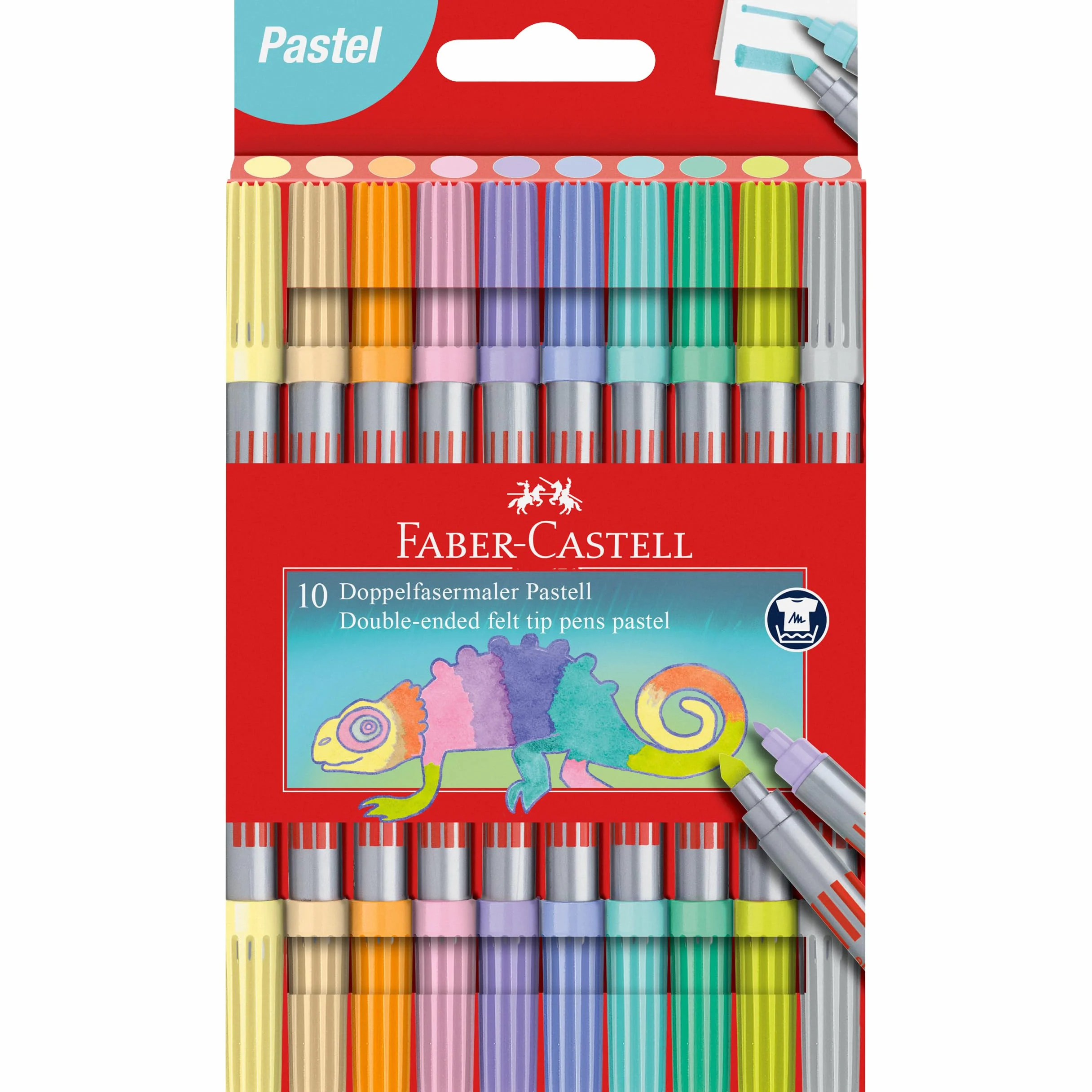 Faber-Castell 151112 - Zestaw pastelowych flamastrów, 10 dwustronnych flamastrów dla dzieci i dorosłych