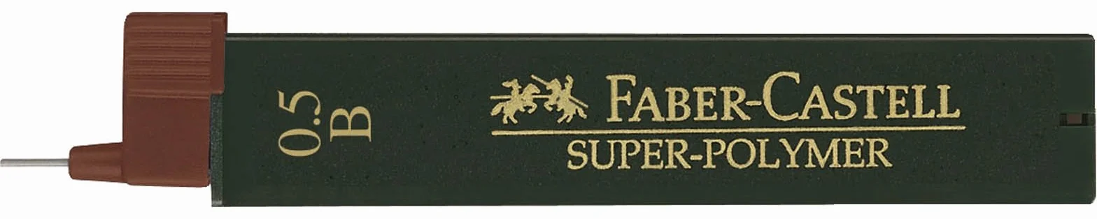 Faber-Castell Super-Polymer 120501 Lot de 12 mines fines Degré de dureté B - 0,5 mm