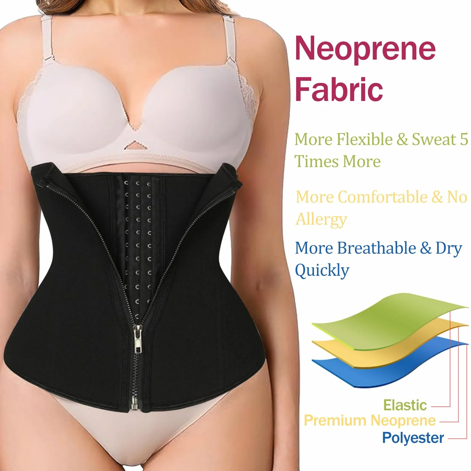 Płaszcz wyszczuplający brzuch, kobieca osłona wyszczuplająca brzuch, damski gorset wyszczuplający, body modelujące brzuch, pas trener talia, L, czarny, L