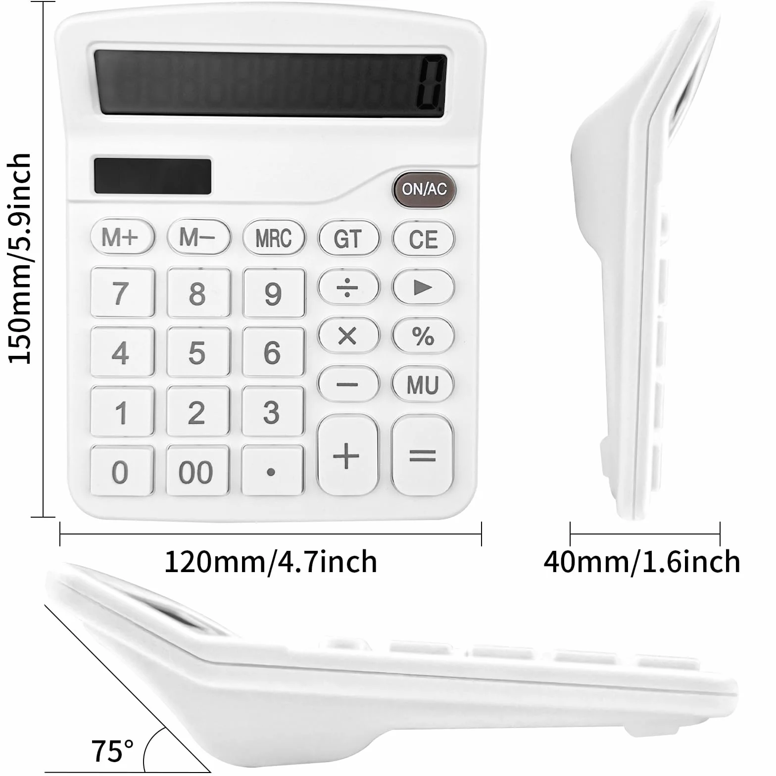 Newaner Kalkulator, kalkulator stołowy z 12-cyfrowym dużym wyświetlaczem LCD, funkcja mini kalkulatora, kalkulator stołowy z dużymi przyciskami, do biura, domu i szkoły, biały