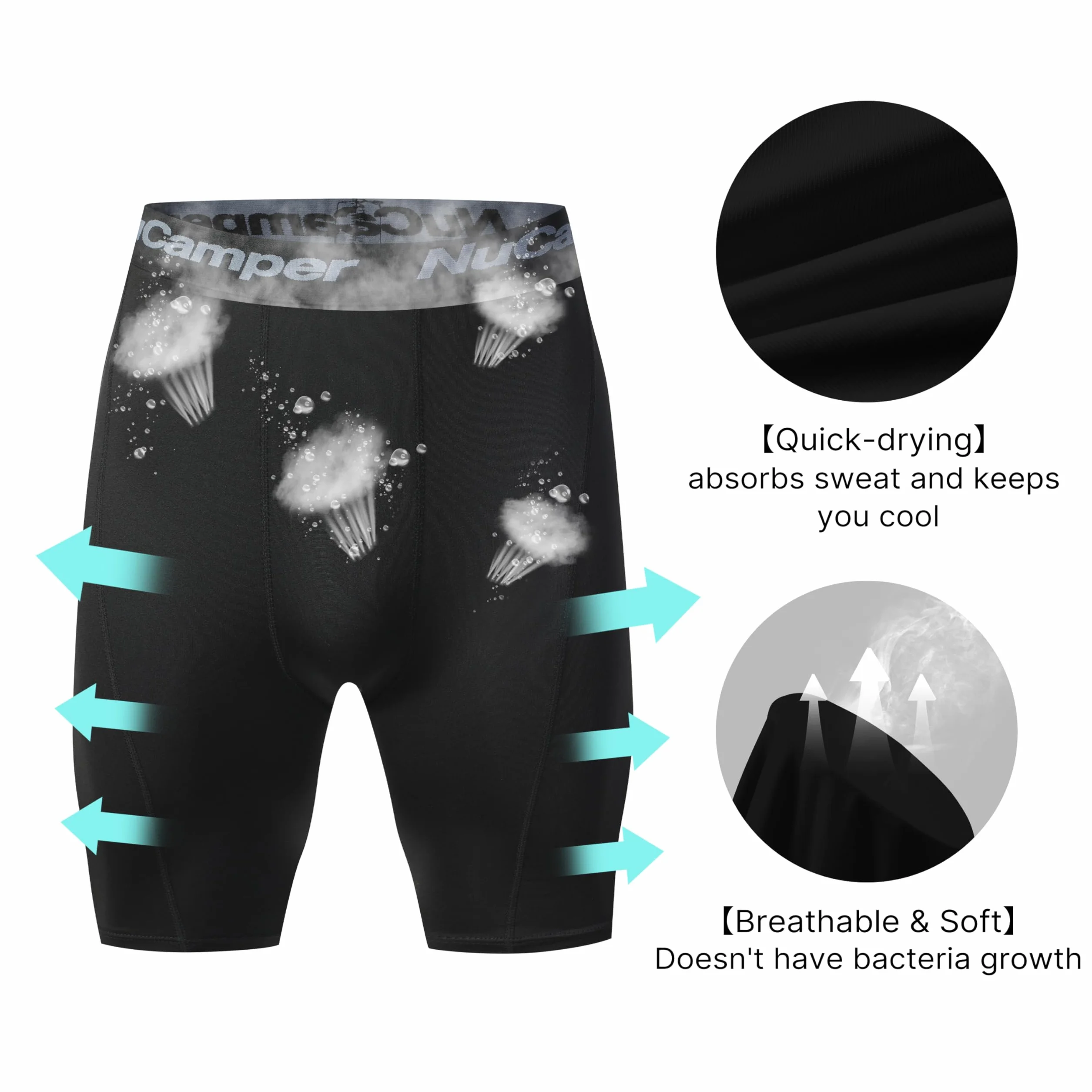 NuCamper Męskie Spodenki Kompresyjne, Treningowe Legginsy, Biegania Warstwa Bazowa, Suchych, Szybkoschnące Oddychających Spodenek, Krótkie Spodenki Sportowe,na Siłownię, do Treningu