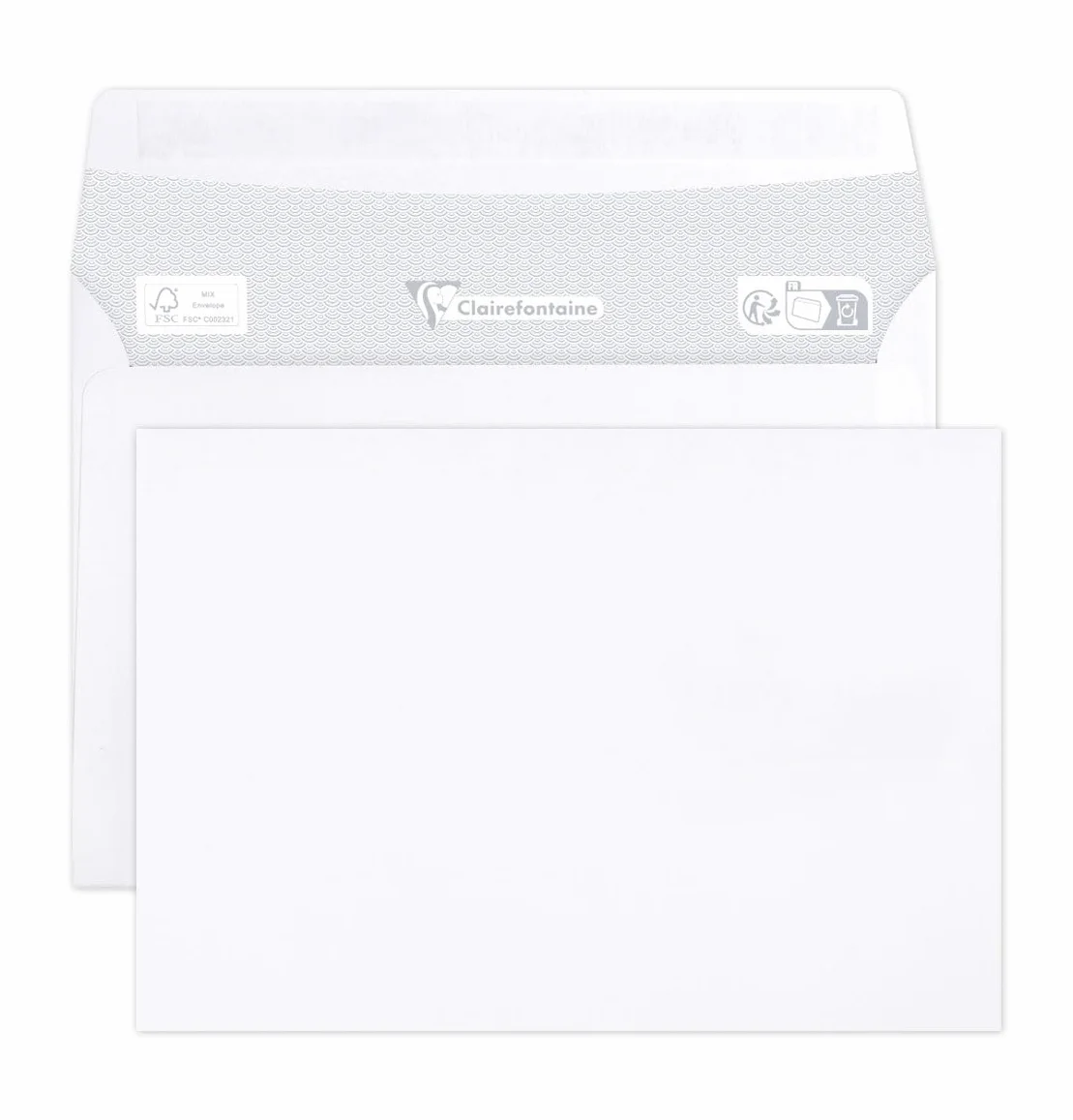 Clairefontaine 59360C – Zestaw 50 białych kopert C6-114x162mm – Samoprzylepne – 80g/m²