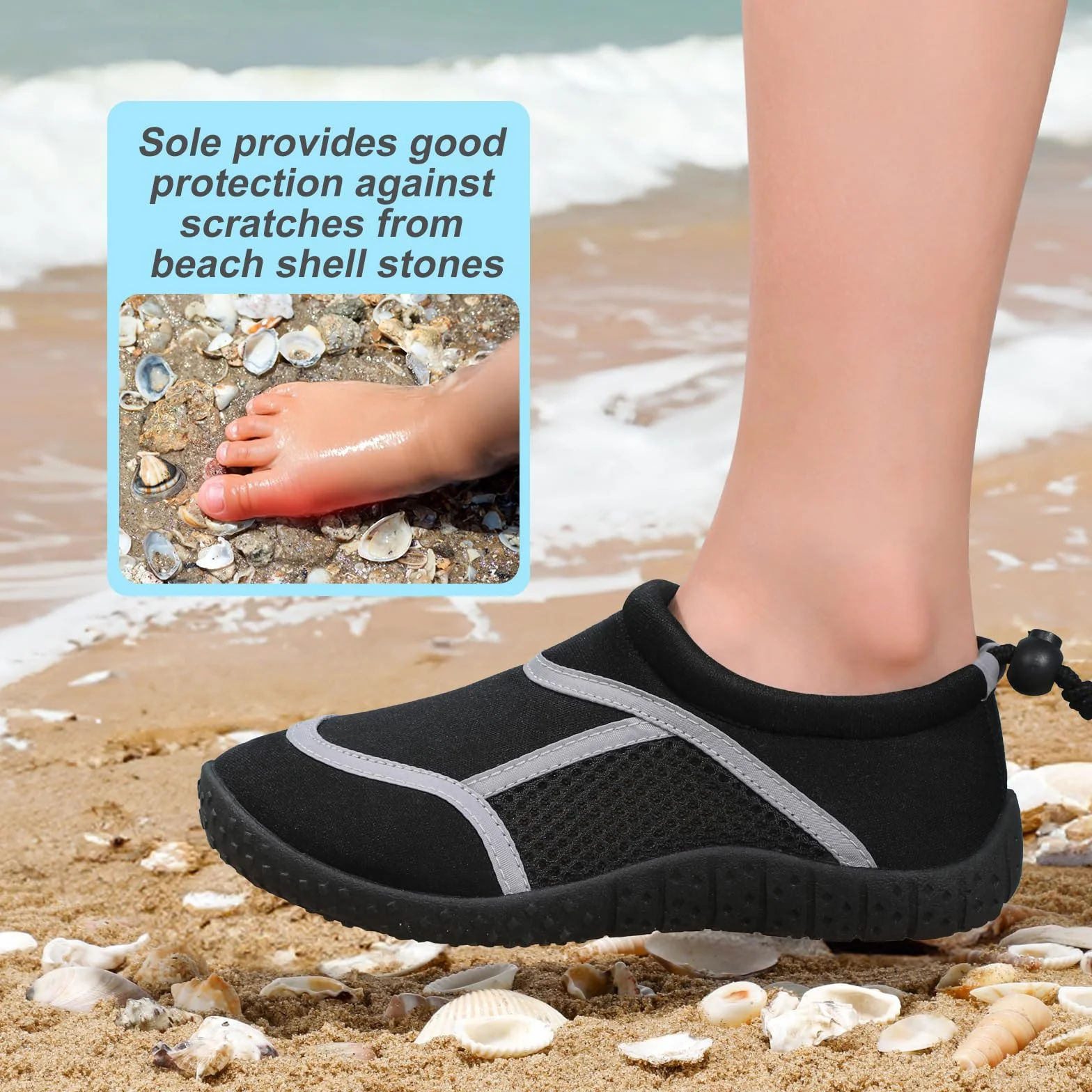 HKR Dziecięce buty do wody dla chłopców i dziewcząt, szybkoschnące, skarpety do pianki na plażę, do pływania i basenu, 10 UK Child