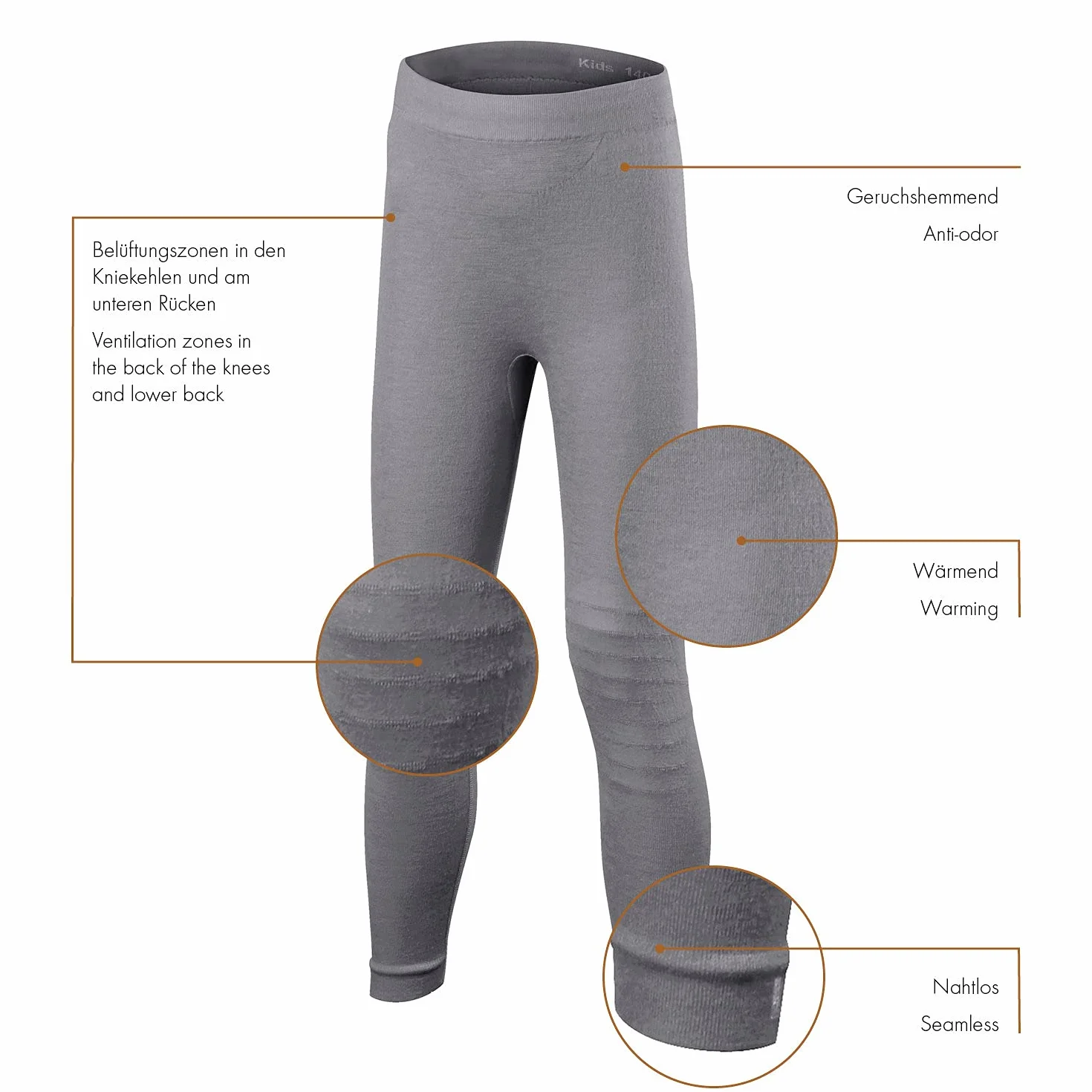 FALKE Wool-tech Long K Ti Wełna Materiał Funkcjonalny Szybkoschnące Ciepłe - Warstwa podstawowa (dół) Uniseks - dzieci