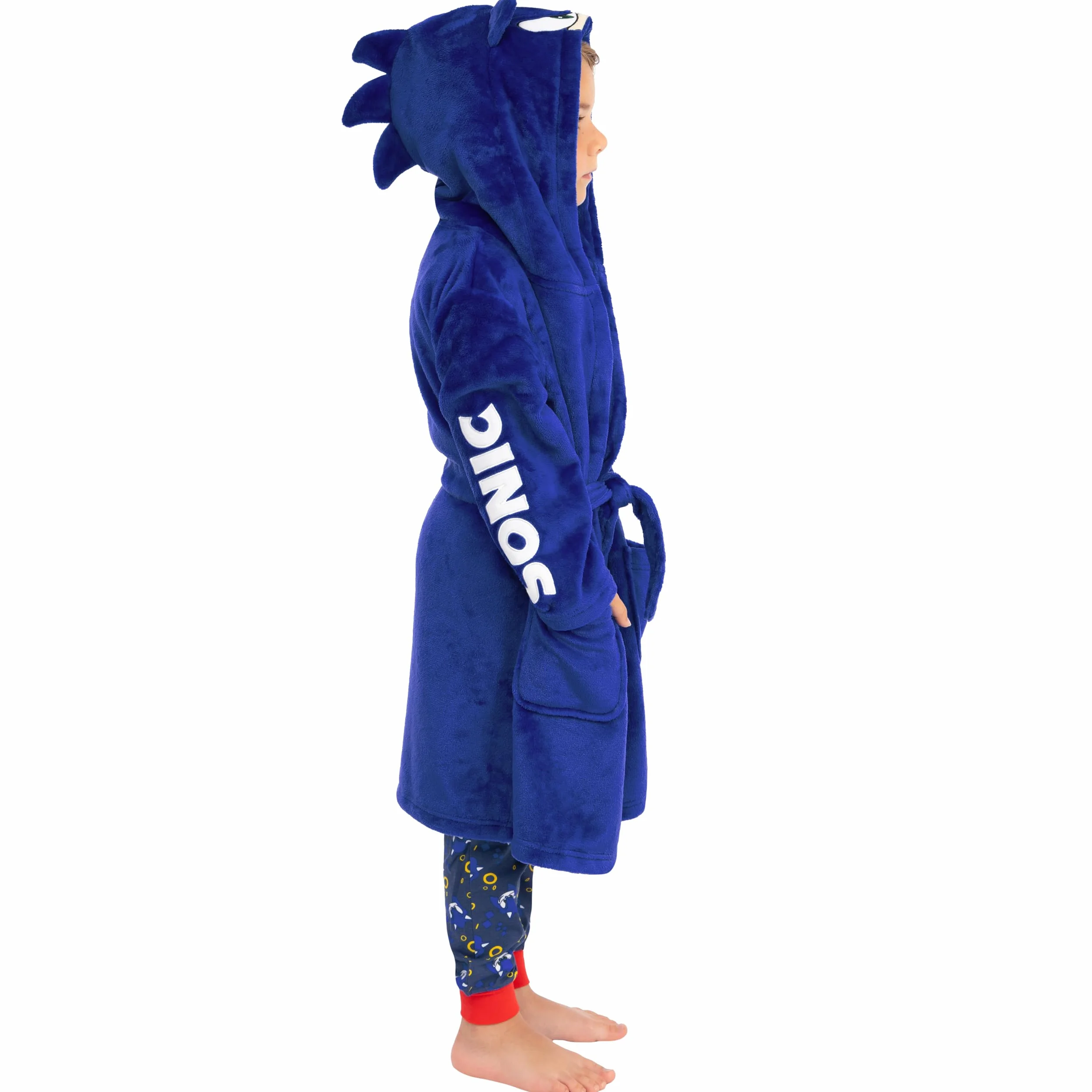 Szlafrok Sonic The Hedgehog Boys, polarowy szlafrok Sonic Kids z uszami 3D