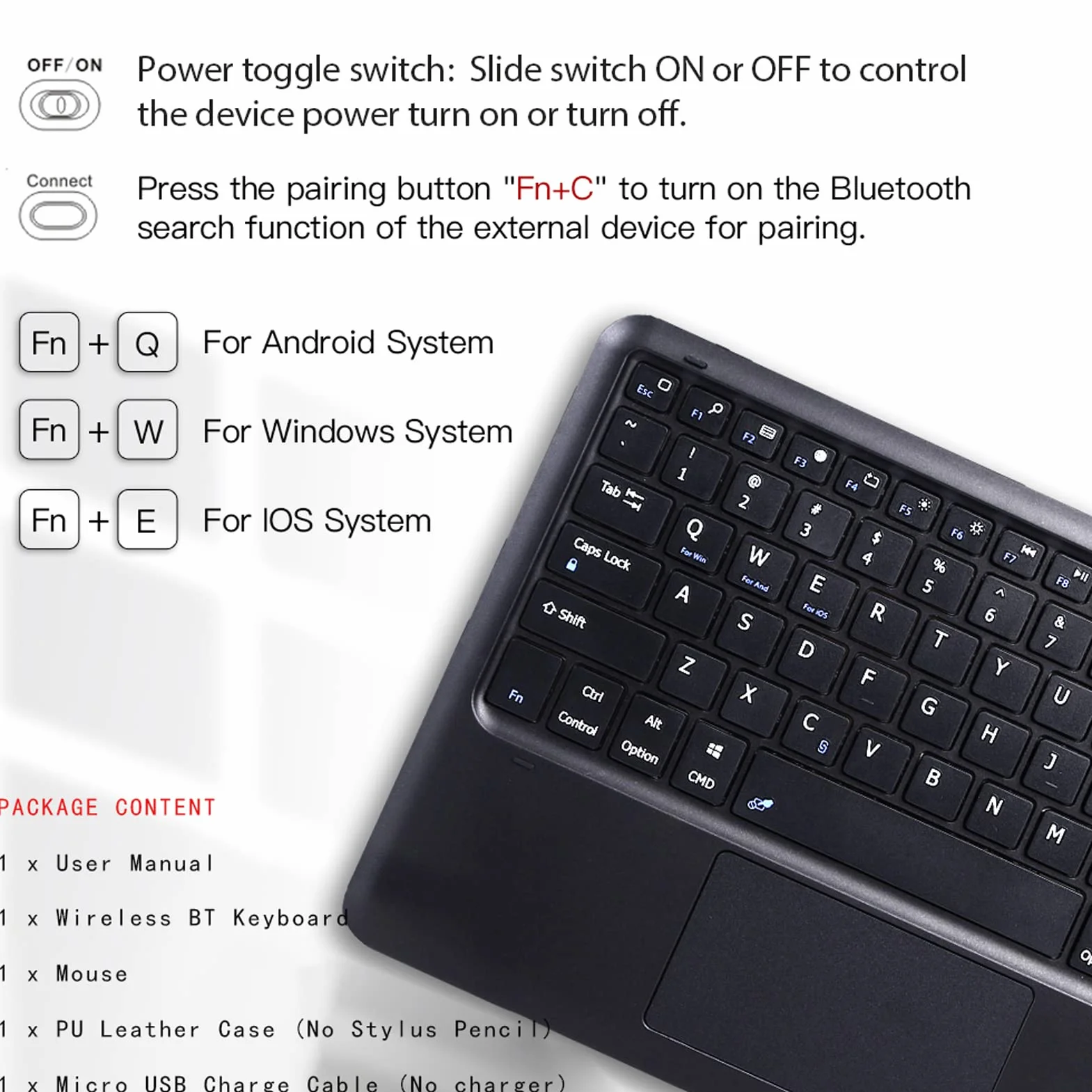 Etui na Klawiaturę z Touchpadem i Uchwytem na Rysik do iPad 6. Gen 2018, iPad 5. Gen 2017, iPad Pro 9,7", iPad Air 2 i 1, Klawiatura QWERTY z Podświetlana 7 Kolorów, Ciemnoniebieski Z Touchpadem
