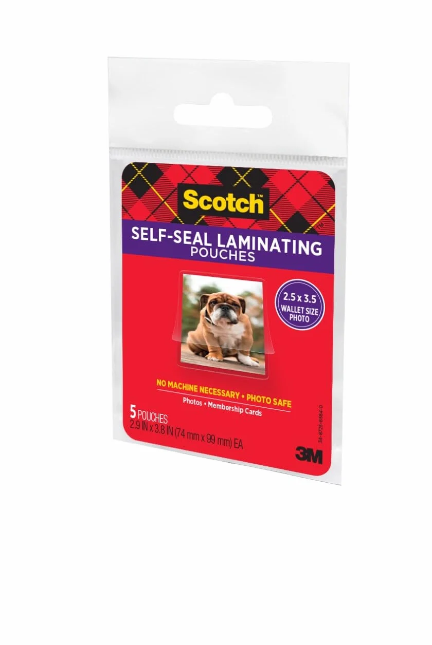 Scotch Self-Sealing Laminating Pouches 5/Pkg-2"X3"