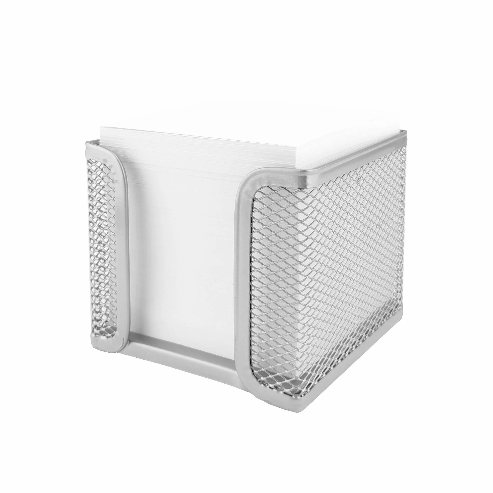 D.RECT Pudełko na karteczki z siatki, skrzynka na karteczki o wyglądzie metalu, 95 x 95 x 80 mm, srebrne