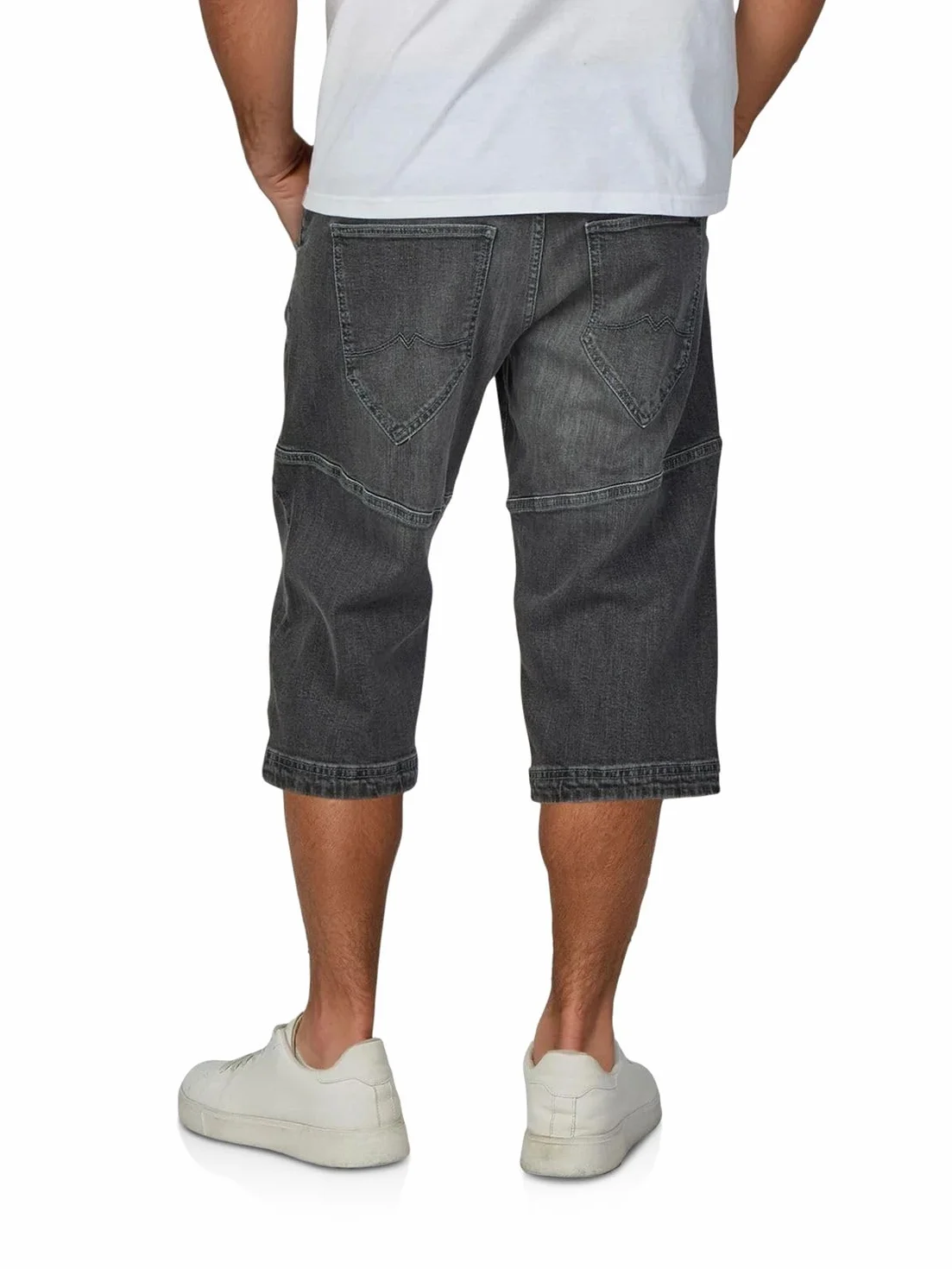 MUSTANG 3/4 dżinsy szorty męskie Stretch Straight Fit Freemont krótkie spodnie bermudy lato denim jednokolorowe niebieskie szare 30 31 32 33 34 36 38 40 42