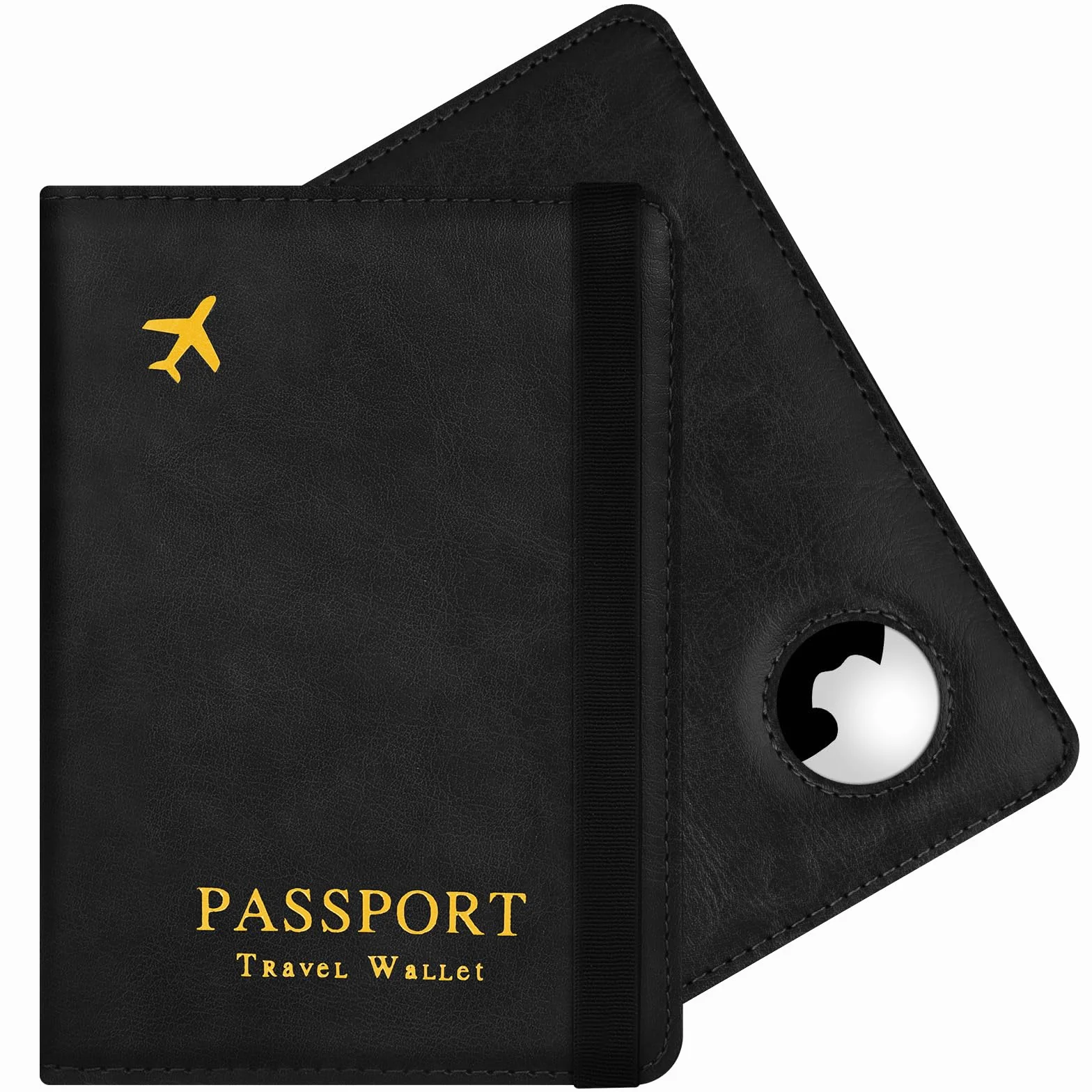 Etui na paszport z uchwytem Airtag, etui na paszport z syntetycznej skóry, etui na paszport z blokadą RFID dla kobiet i mężczyzn, etui na paszport do podróży z przegródką na karty kredytowe i