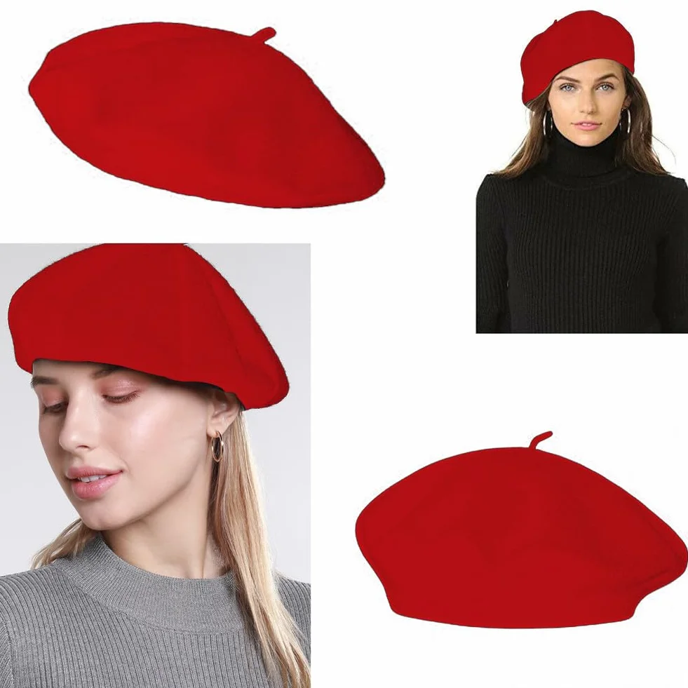 Wełniany Beret Klasyczny Francuski Damski Beret Artystyczny Damski Artystyczny Kapelusz Paryski Nowoczesny Kapelusz Malarski