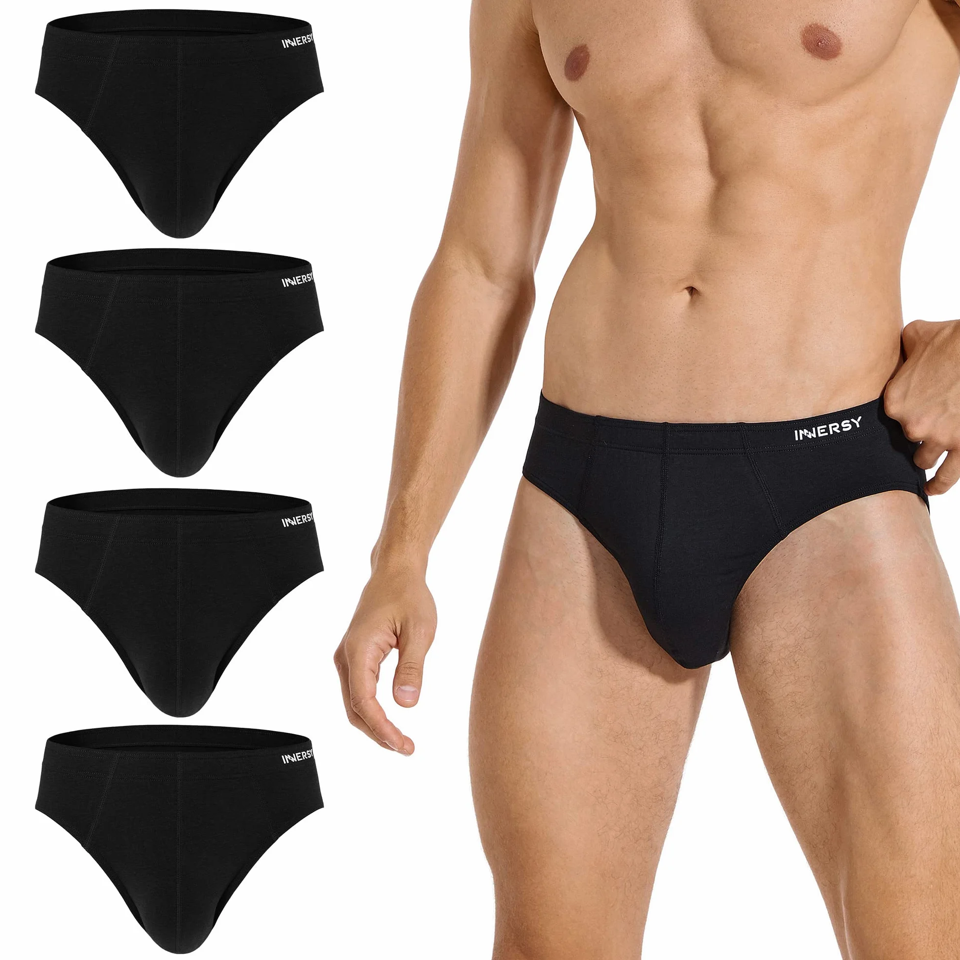 INNERSY Majtki męskie, miękkie majtki, oddychające, sportowe, basic, 4 sztuki w opakowaniu