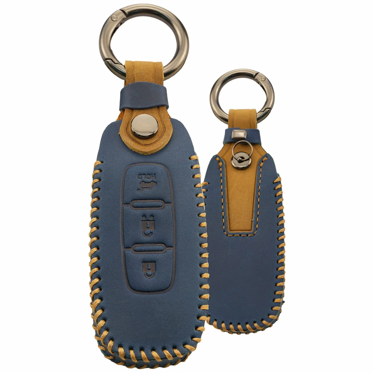 KUNIO Etui na klucze pasuje do Nissan Altima Teana Qashqai J12 Ariya B6 B9 X-Trail T33 Pathfinder Rogue 2022/2023, etui na kluczyki samochodowe, skórzane, etui na klucze, 3 przyciski, niebieskie