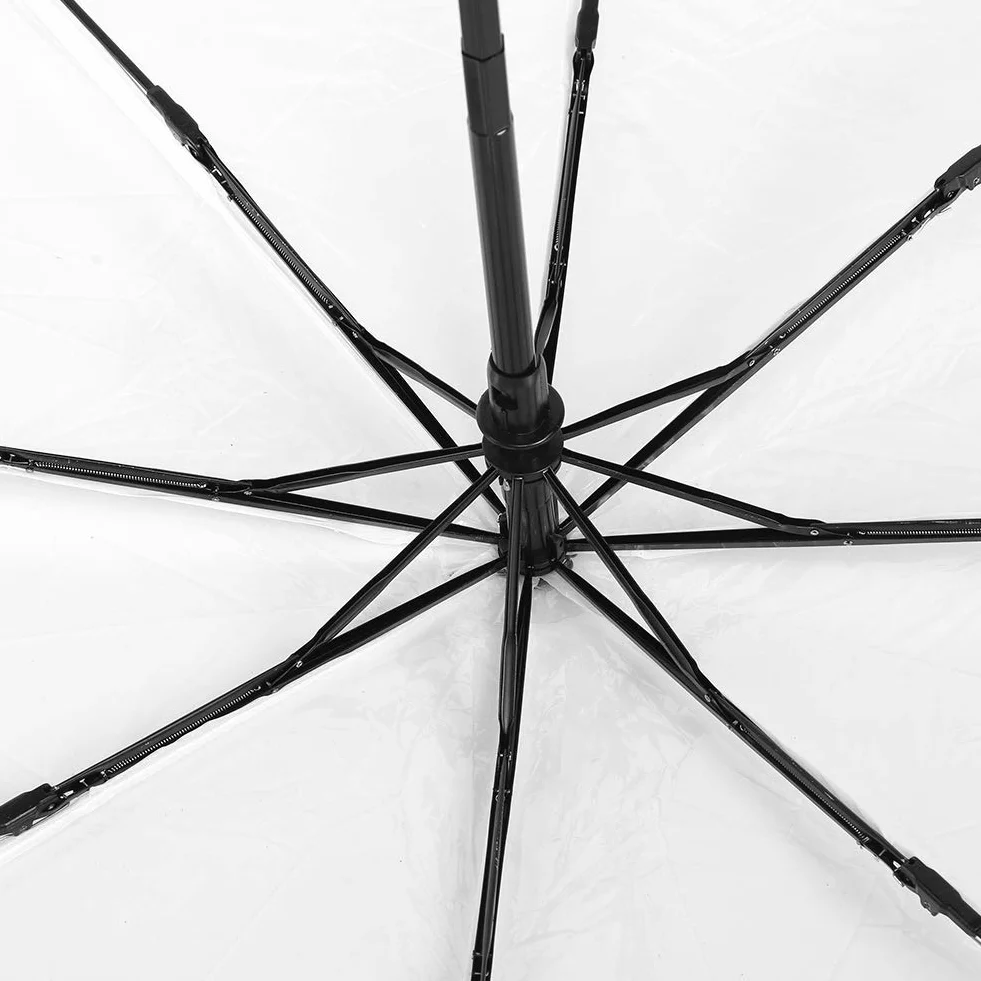 Zewnętrzny Wiatroodporny Parasol, Przenośny Składany Parasol, Przezroczysty, w Pełni Automatyczny Otwieranie i Zamykanie za Pomocą Jednego Przycisku Modny Parasol