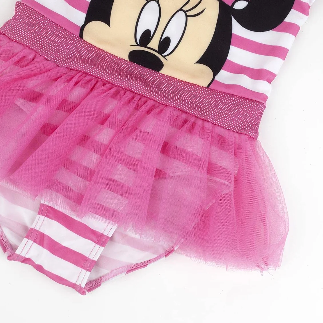 CERDÁ LIFE'S LITTLE MOMENTS Dziewczęcy kostium kąpielowy z falbankami, 85, 15% elastanu, z podszewką w 100% z poliestru i figurkami Minnie, oficjalny produkt licencjonowany Disney, różowy, 4 lata