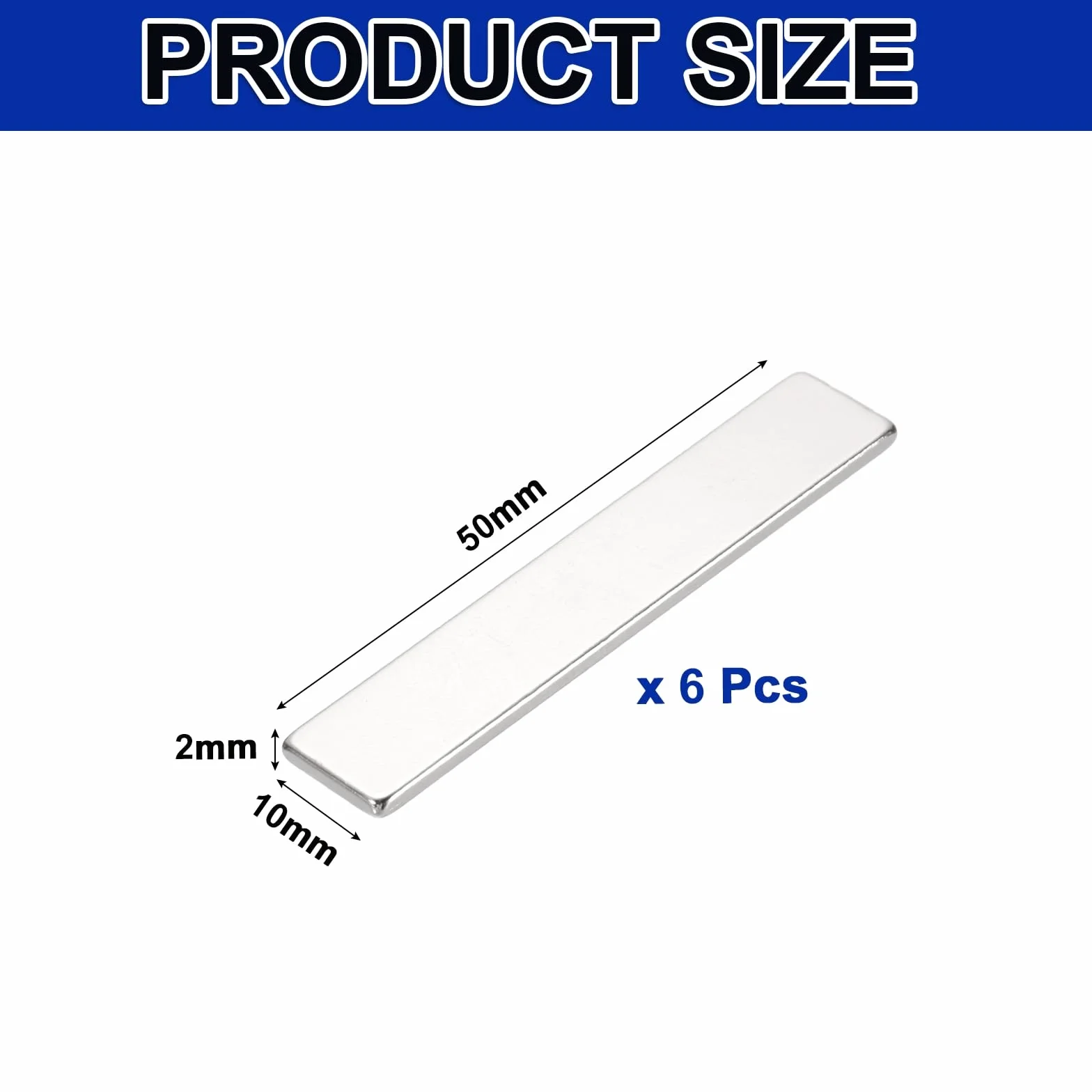 QUARKZMAN 6 sztuk prostokątnych magnesów biurowych bardzo mocne magnesy na tablice magnetyczne dekoracyjne magnesy do domu na lodówkę meble kuchenne rzemiosło mocne mocowanie (50 x 10 x 2 mm)