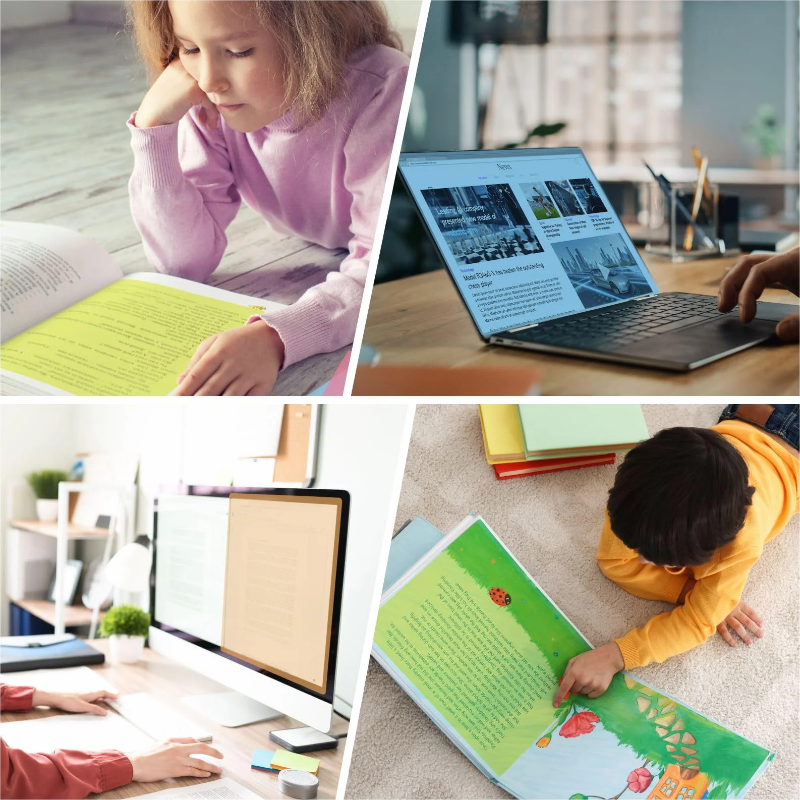 Zocipro 12 sztuk narzędzi do kompensacji dysleksji, 6 szt. A4 kolorowe nakładki z 6 linijkami do czytania, linijka do czytania linijki do dysleksji, zespół Irlensa