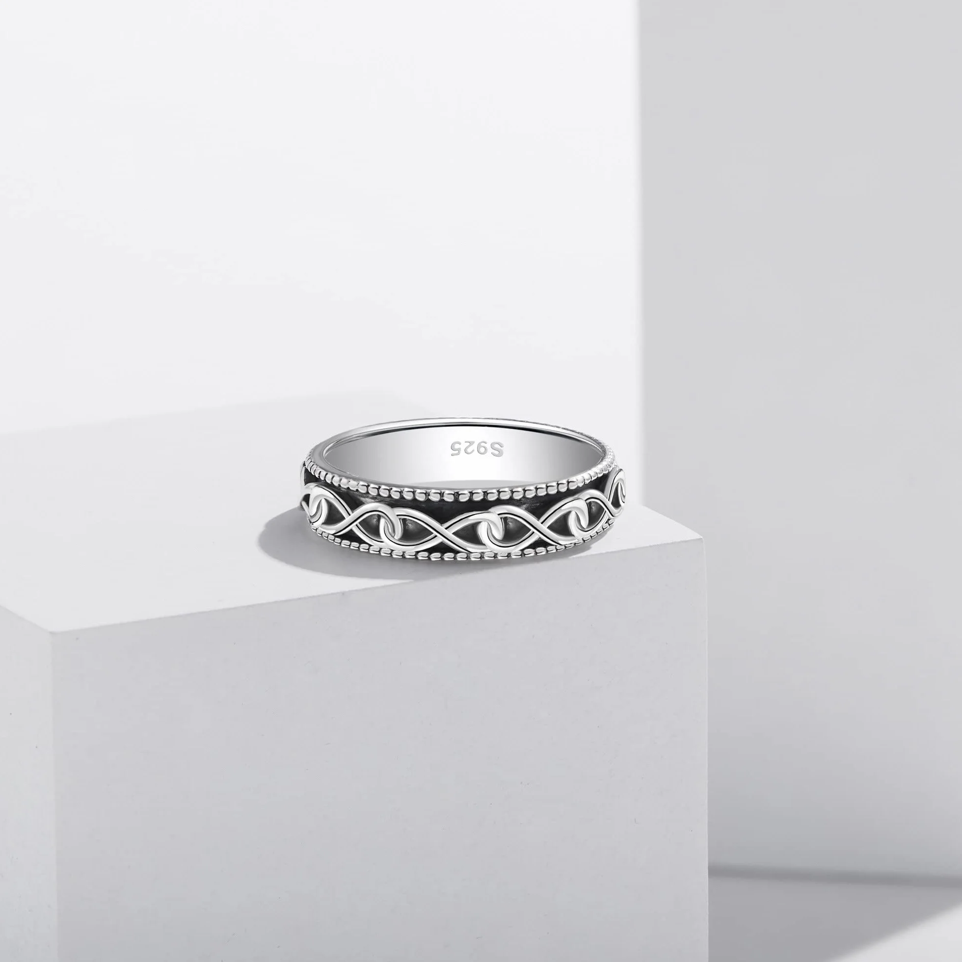 Fidget Ring pierścionek ze srebra próby 925, dla kobiet, redukuje stres i stres