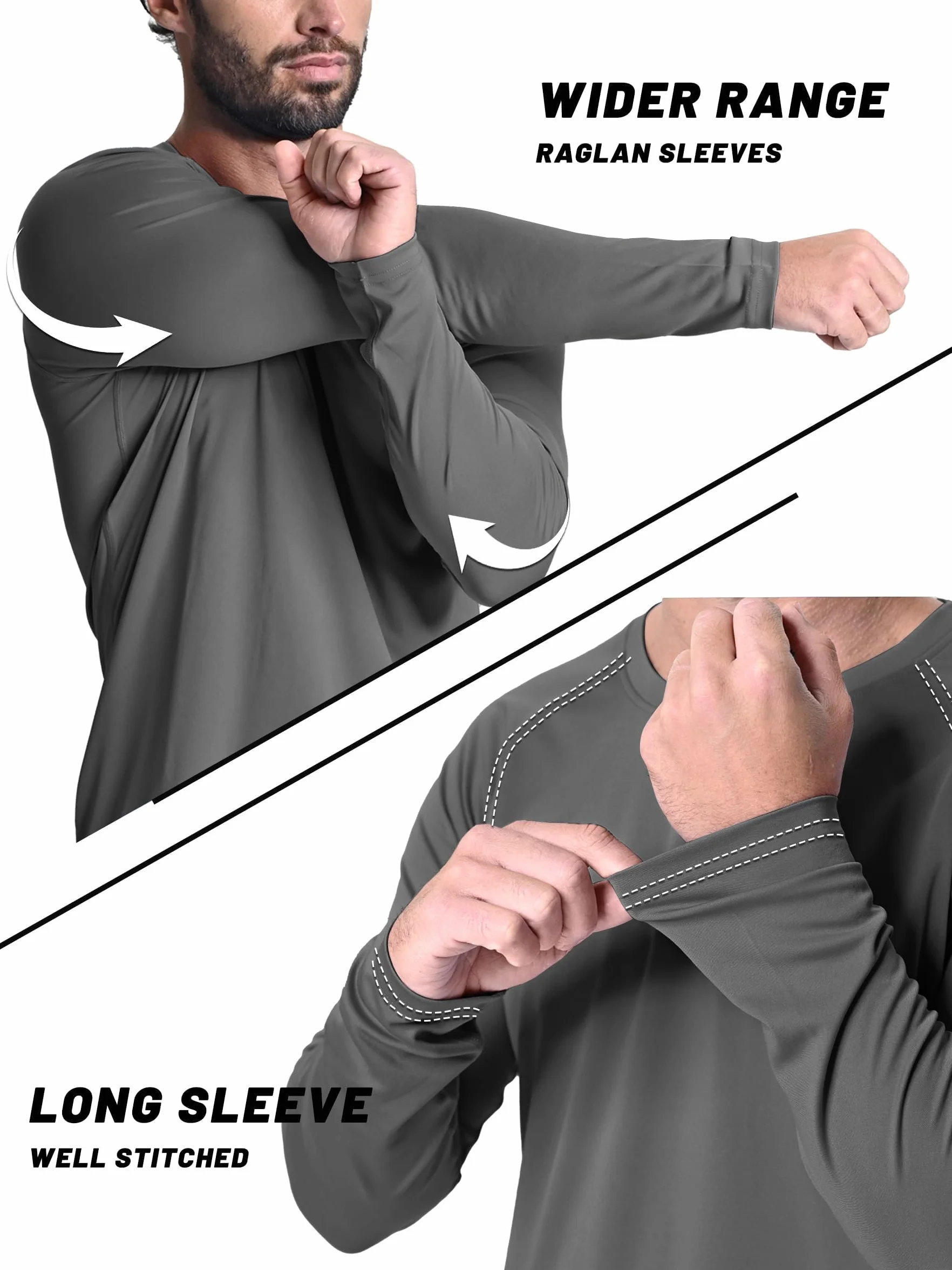 KEFITEVD Męska Koszulka Z Długim Rękawem Surfing Tee Shirt Lekka, Szybkoschnąca Dla Mężczyzn, Wędkarska, Pływacka Koszulka Plażowa
