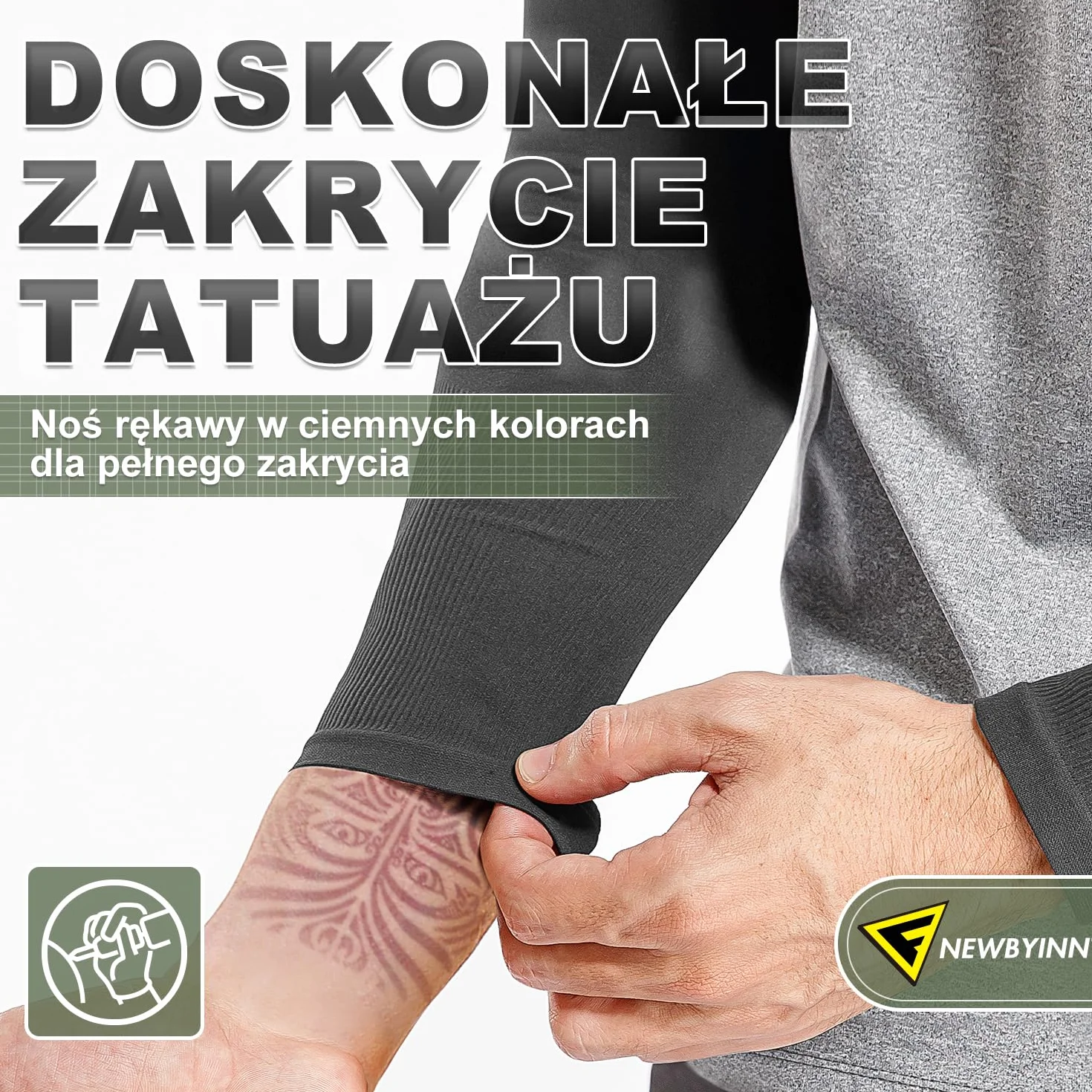 Newbyinn Rękawy na ramiona anty-UV, rękawy do siatkówki, idealne do jazdy na rowerze, piłki nożnej, siatkówki plażowej, kompresji na ramiona na ramiona tatuaże dla mężczyzn i kobiet, 2 pary